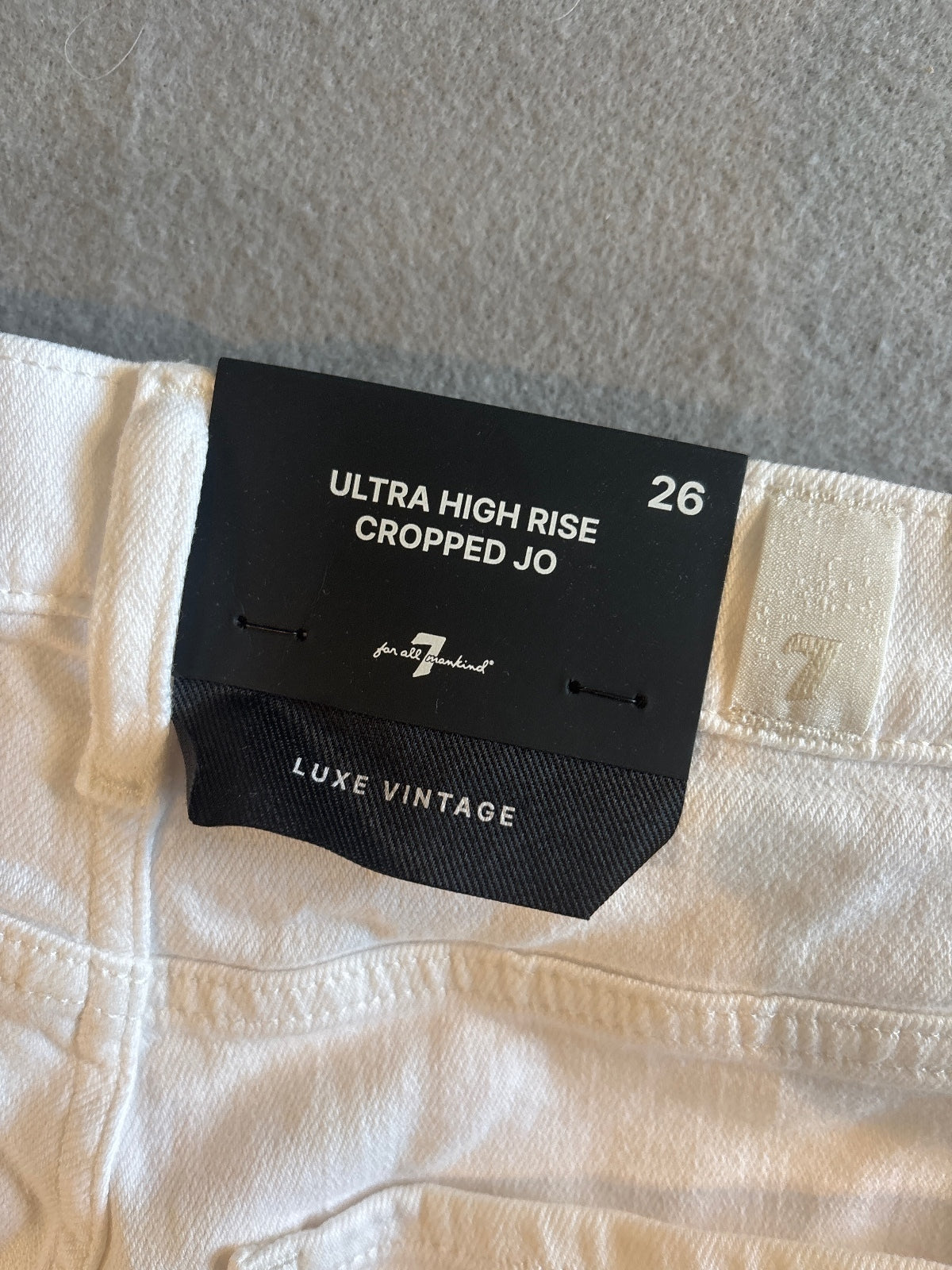 7 For All Mankind Ultra High Rise Cropped Jo White Jeans, 26