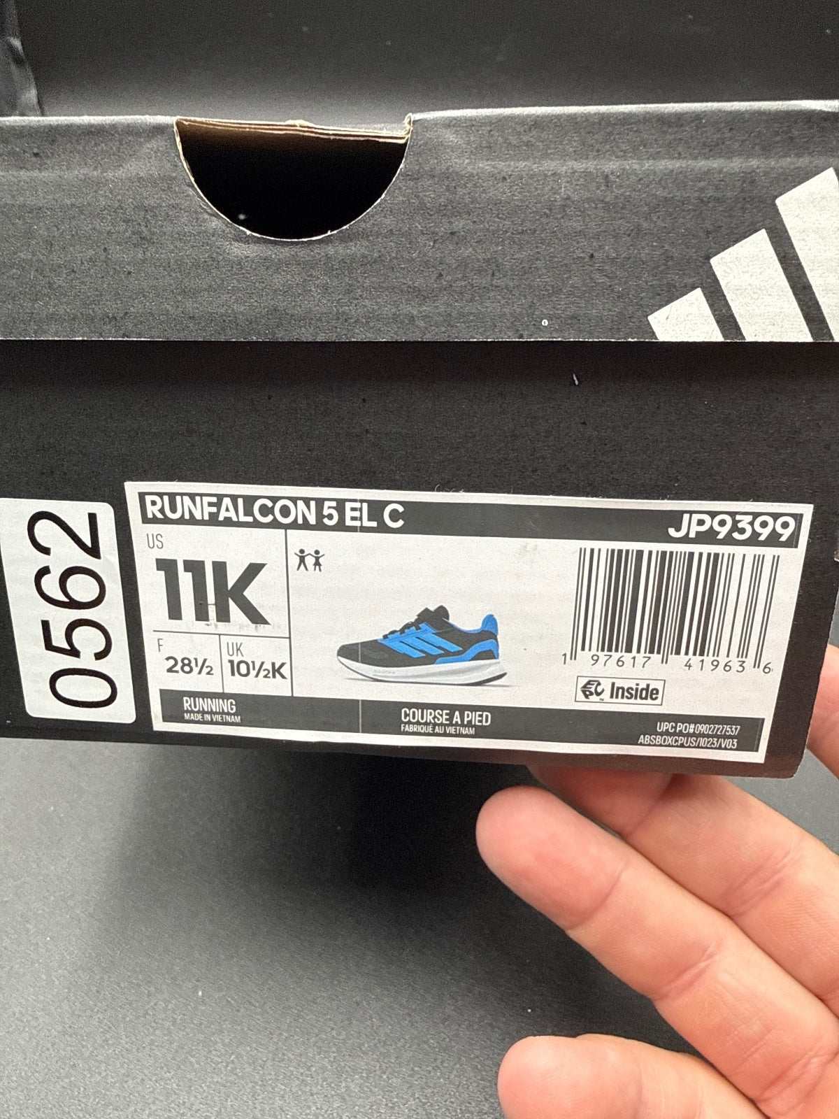 Adidas Runfalcon 5 EL C JP9399 Kids 11K Blue Black NIB