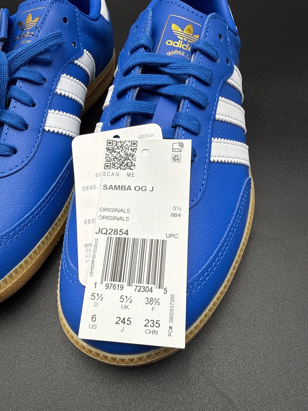 Adidas Samba OG Blue White Gum Sneakers Men’s Size 6 NIB