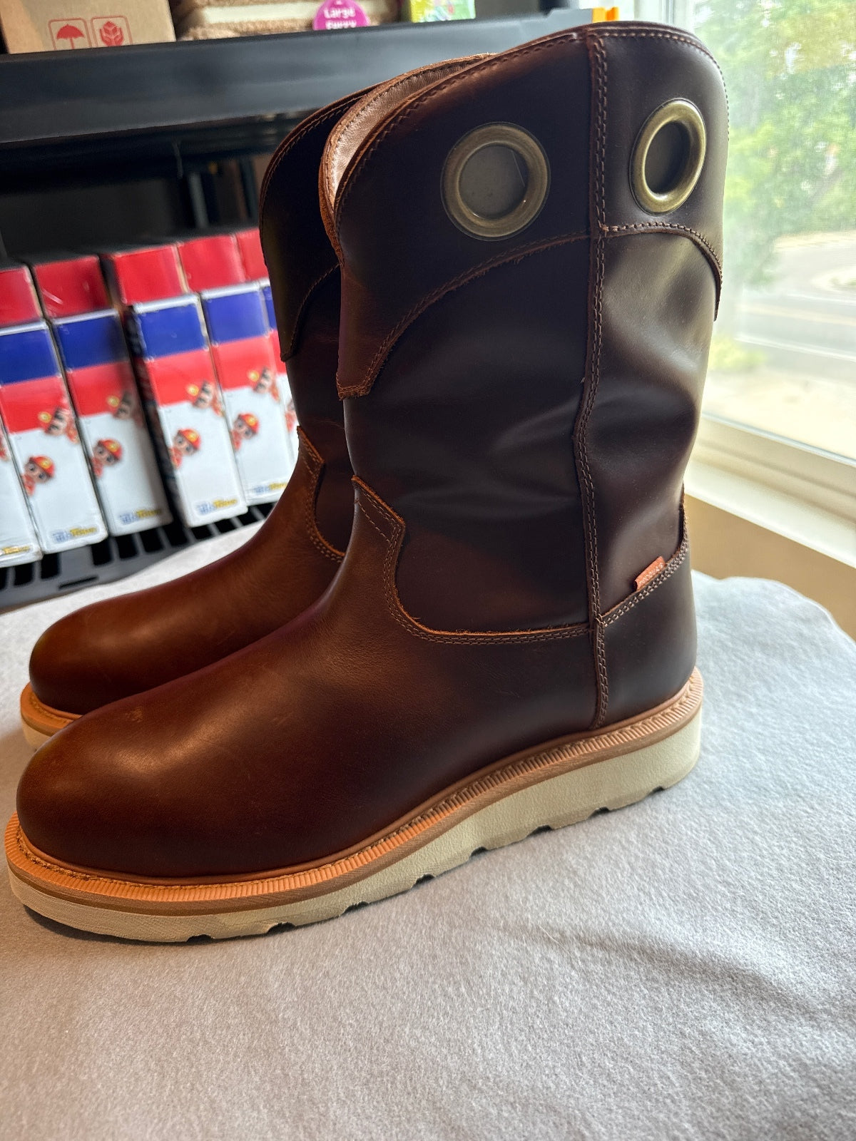 Tecovas Brown Leather Work Boots Size 11D