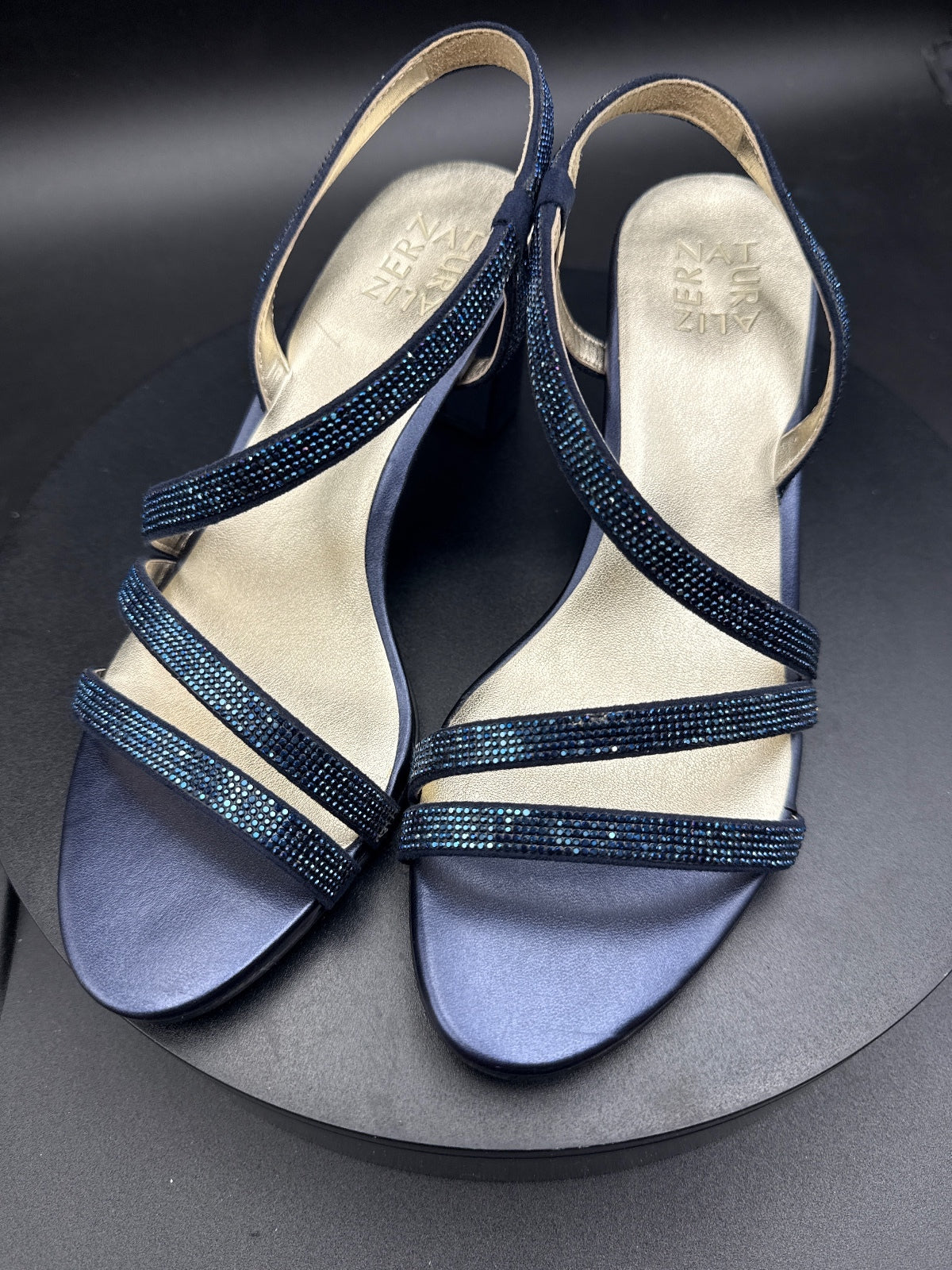 Naturalizer Vanessa 2 Navy Strappy Block Heel Sandals Size 8