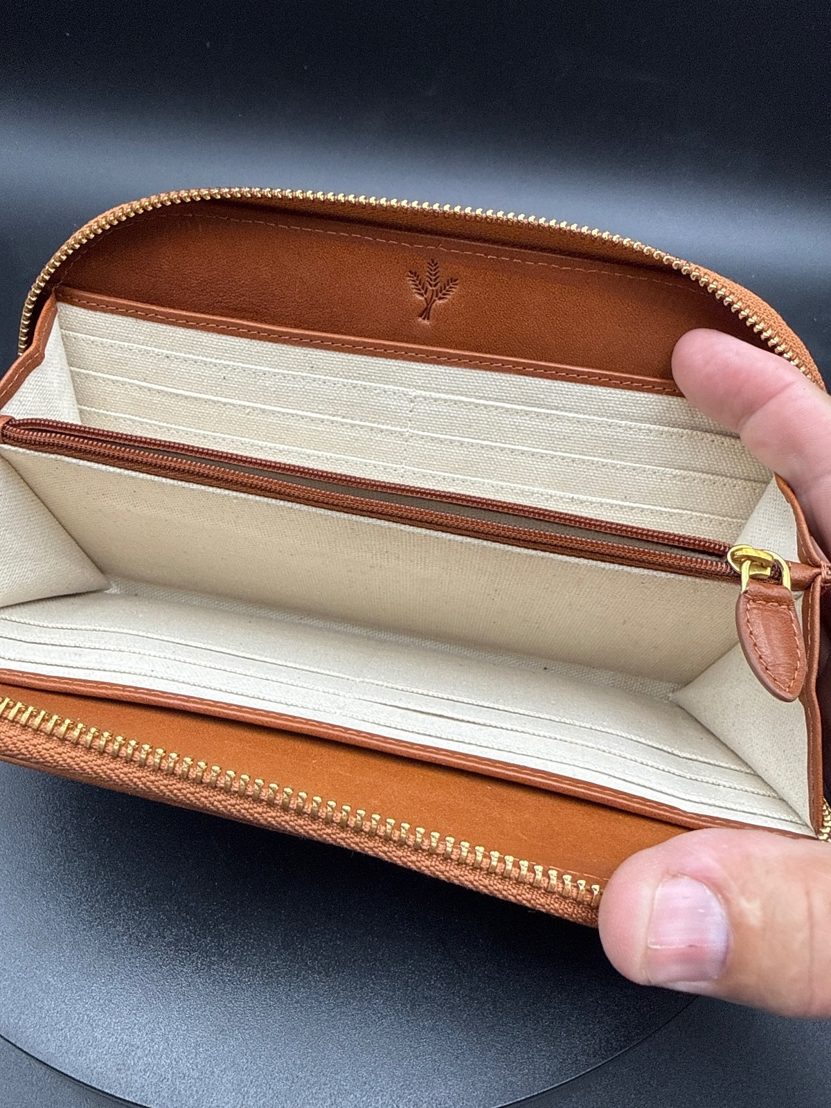 Margot Genuine Leather Zip-Around Wristlet Wallet Brown