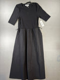DKNY Jeans Black Midi Dress with Drawstring Waist, Size M