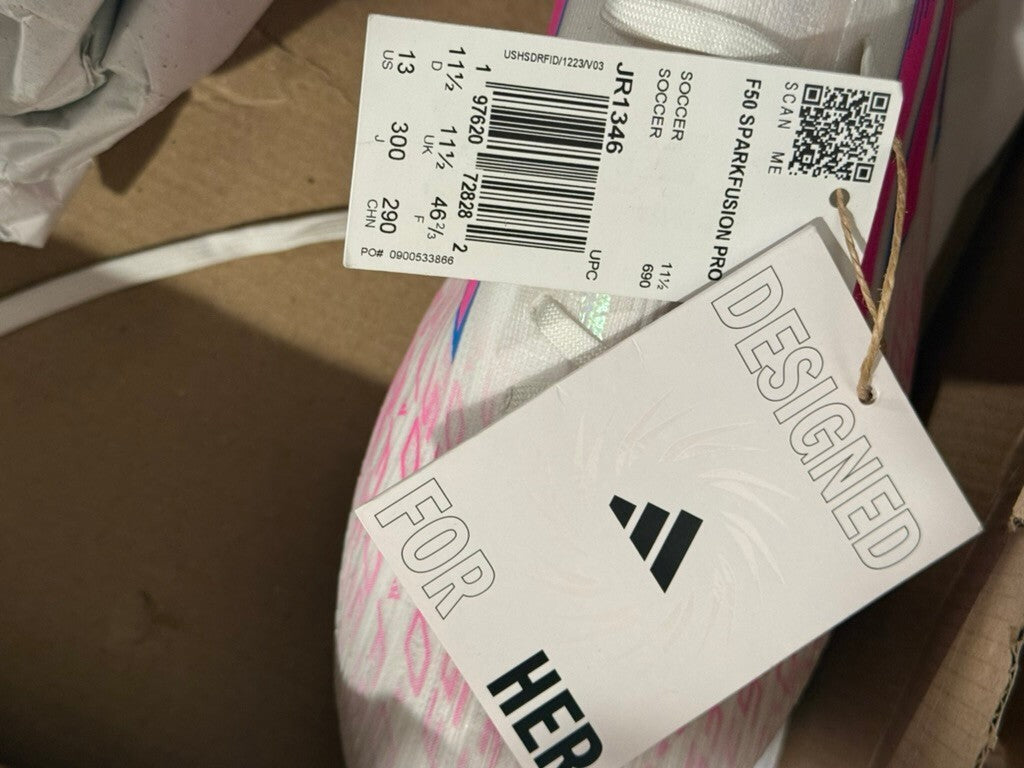 Adidas F50 Sparkfusion Pro FG/AG – White/Pink/Purple – US 13