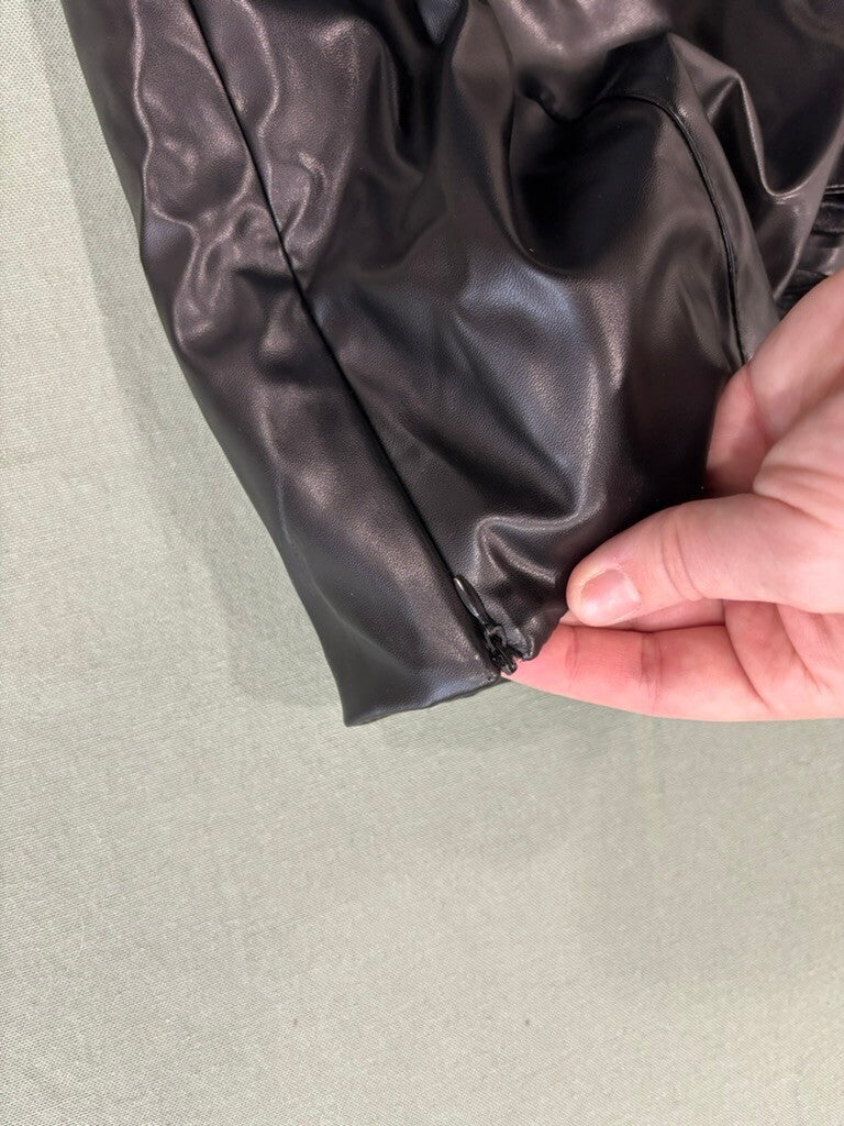 Black Faux Leather Mini Skirt with Built-in Shorts Size S