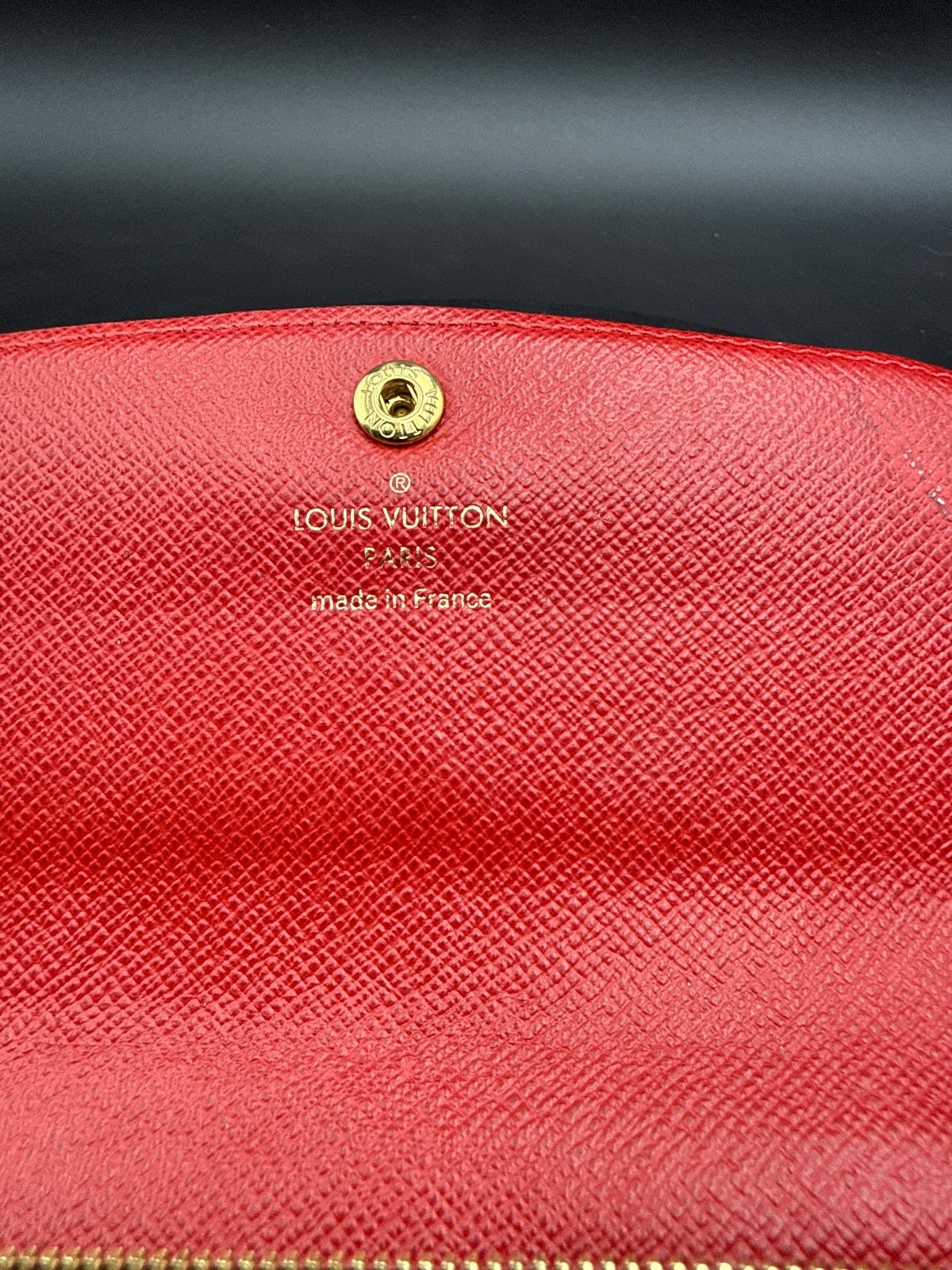 Louis Vuitton Damier Ebene Canvas Red Interior Long Wallet