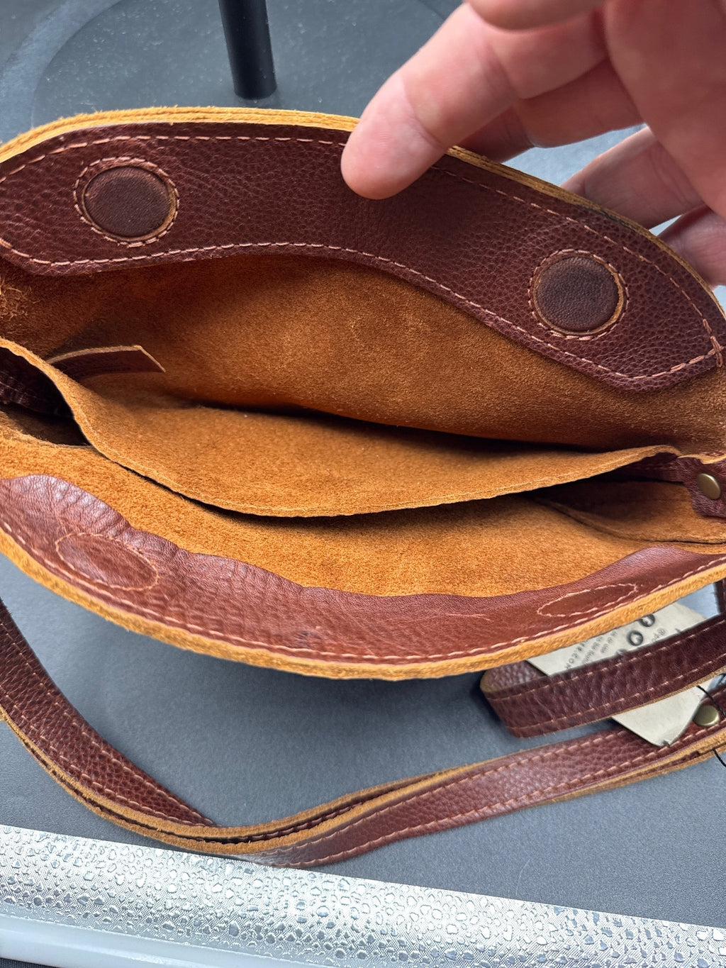 Portland Leather Brown Pebbled Leather Crossbody Bag