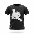 Black T-Shirt with White Hand Graphic