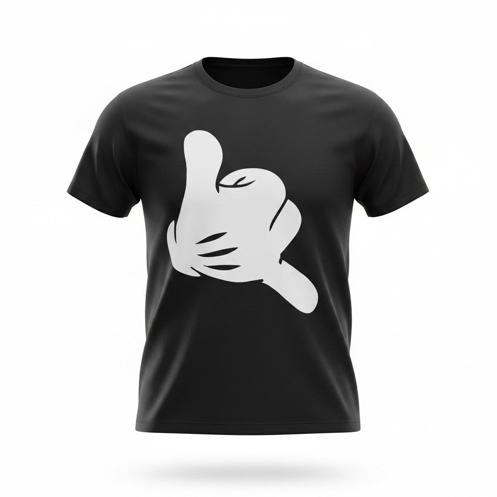 Black T-Shirt with White Hand Graphic
