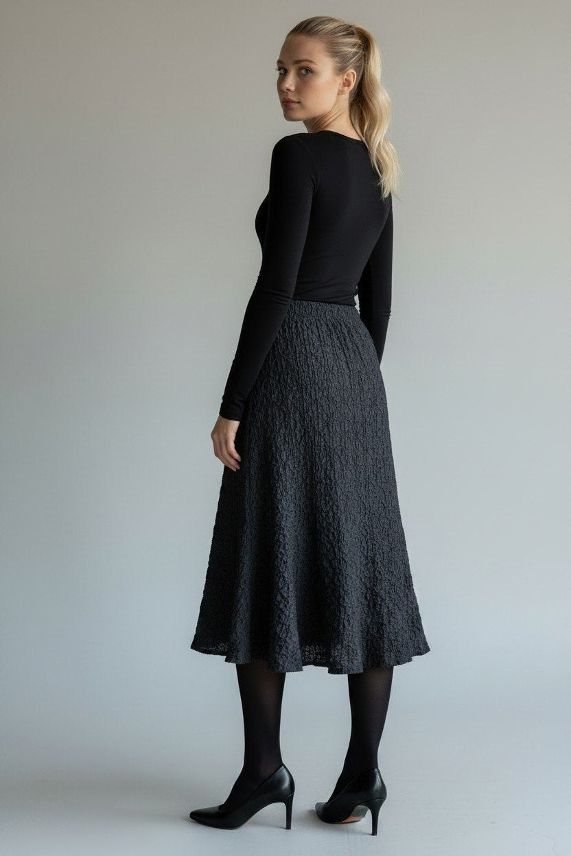 Veronica Beard Textured Midi Skirt in Black Size XS