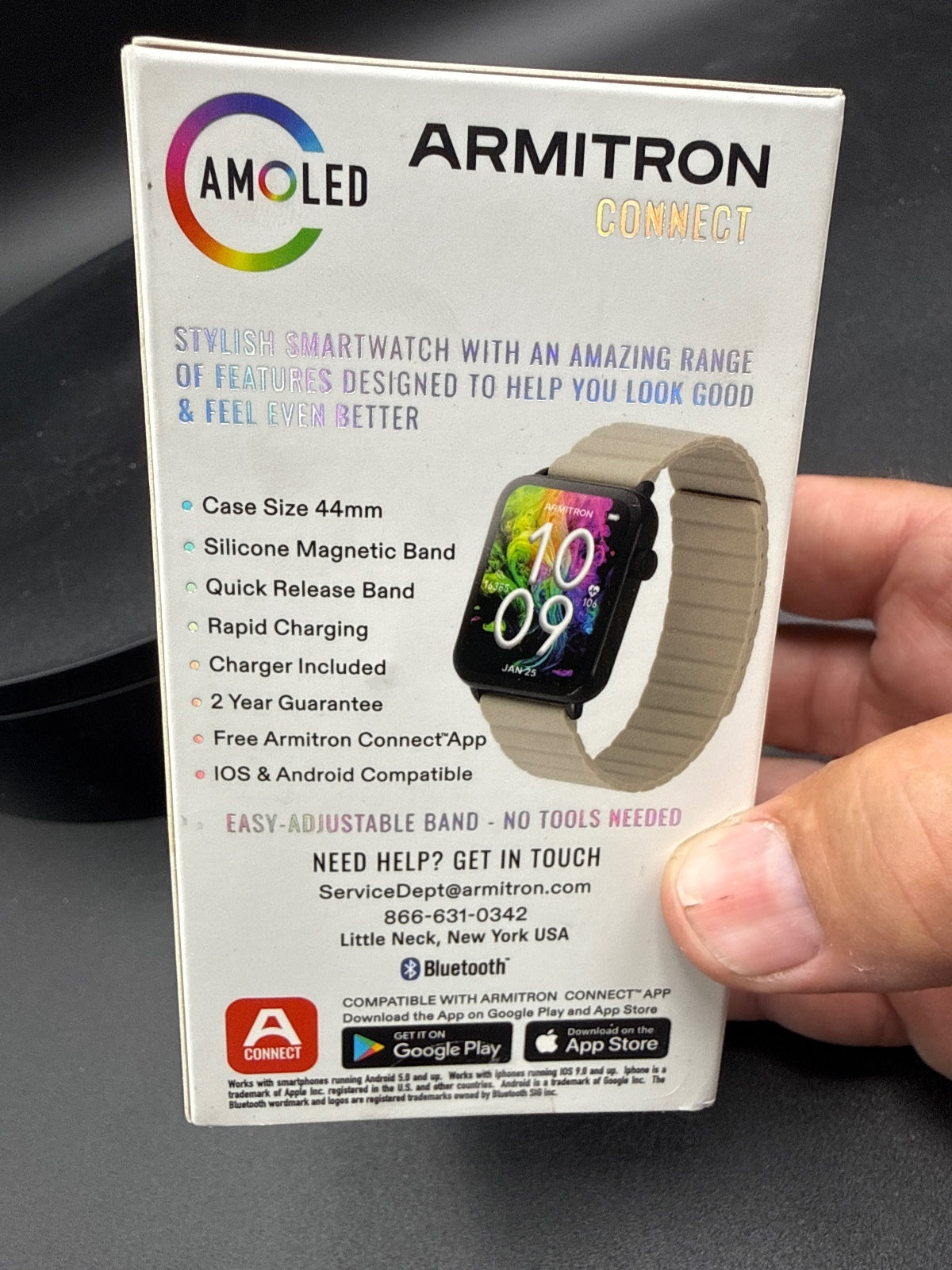 Armitron Connect AMOLED Smartwatch with Silicone Magnetic Band, 44mm Case