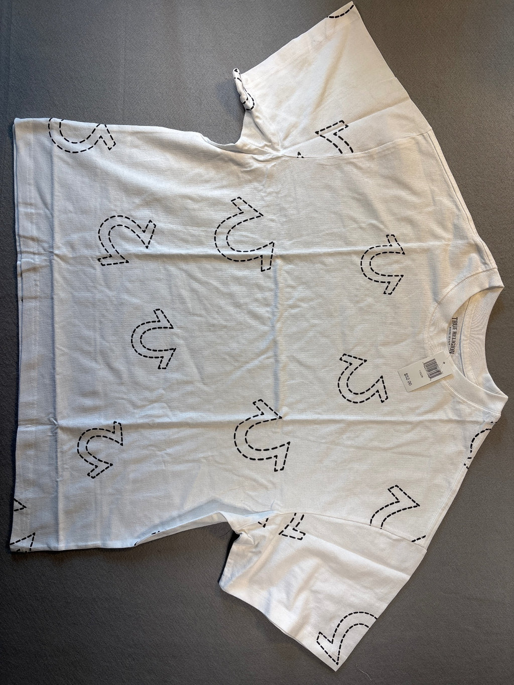 True Religion White Graphic Logo T-Shirt Medium NWT