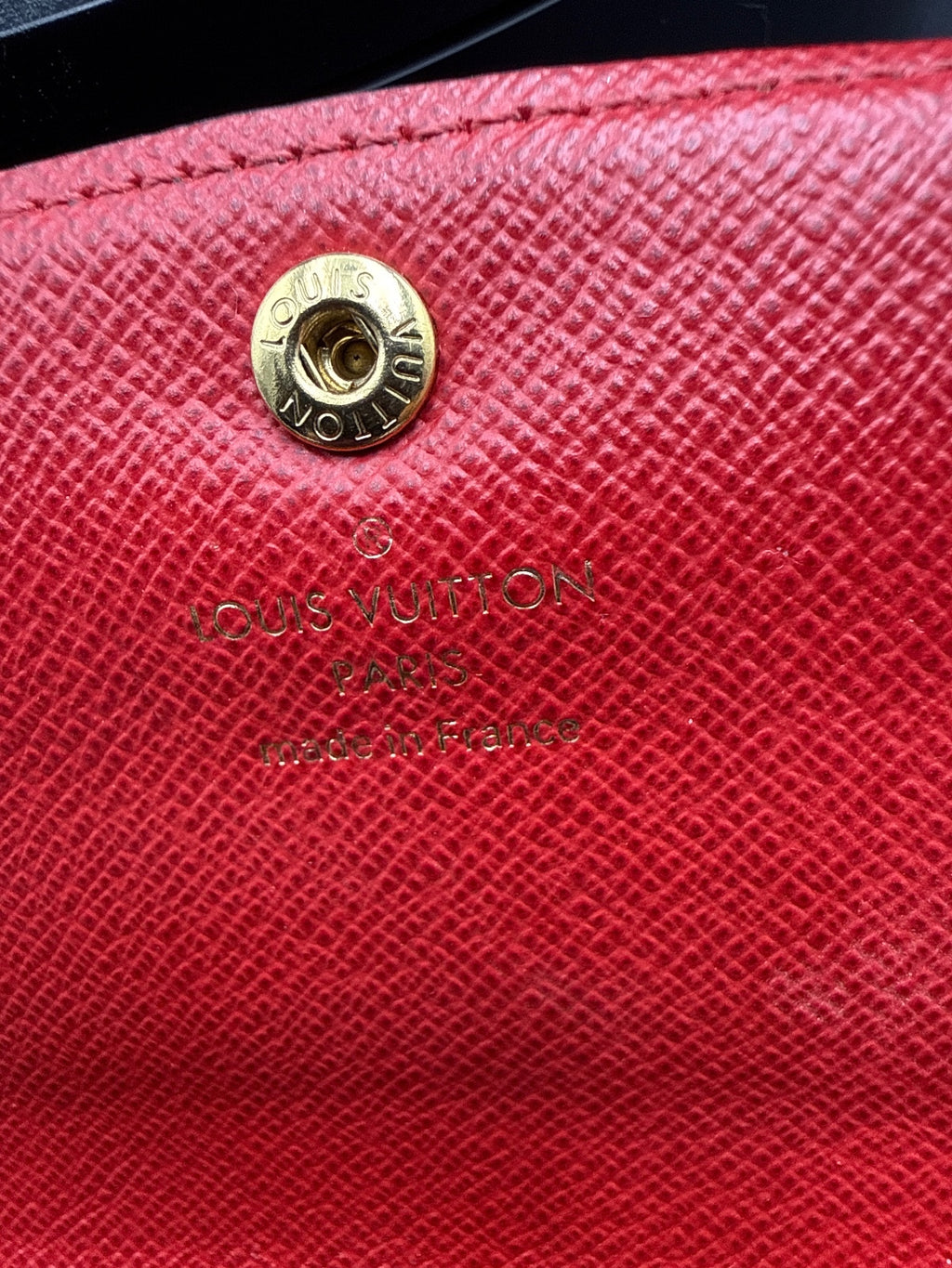 Louis Vuitton Damier Ebene Canvas Red Interior Long Wallet