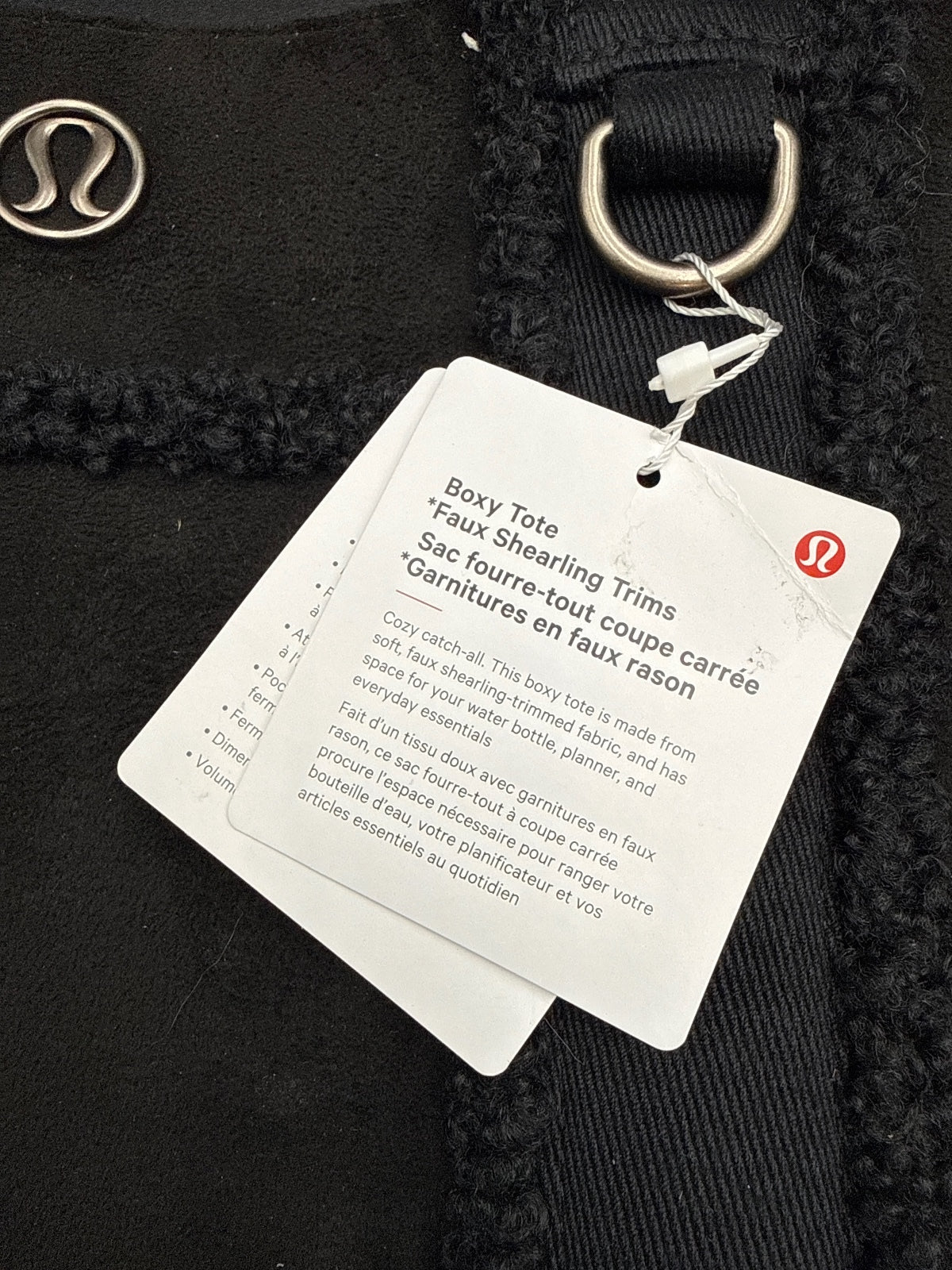 Lululemon Boxy Tote with Faux Shearling Trims Black
