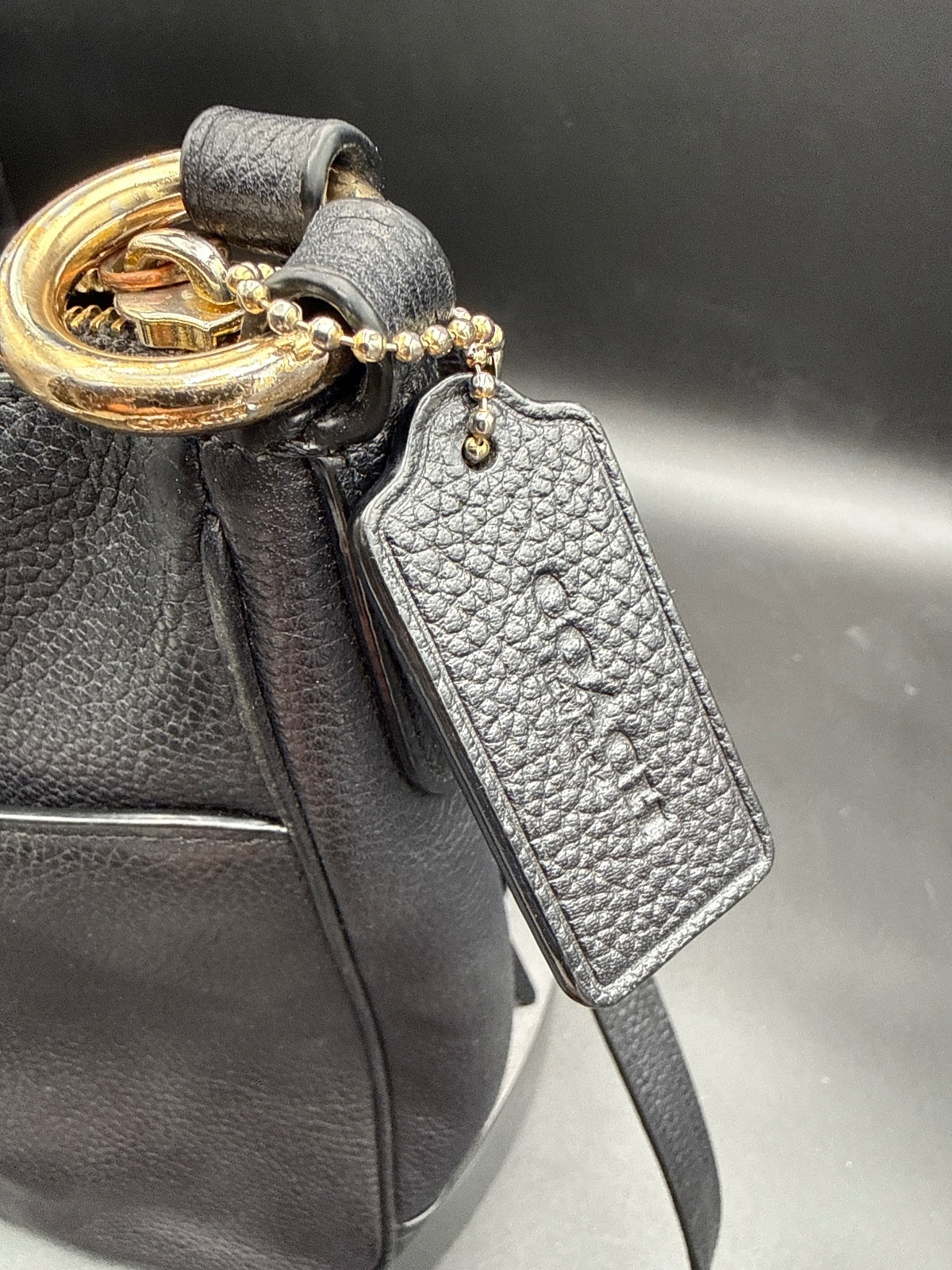Coach Black Leather Crossbody Bag with Gold Hardware