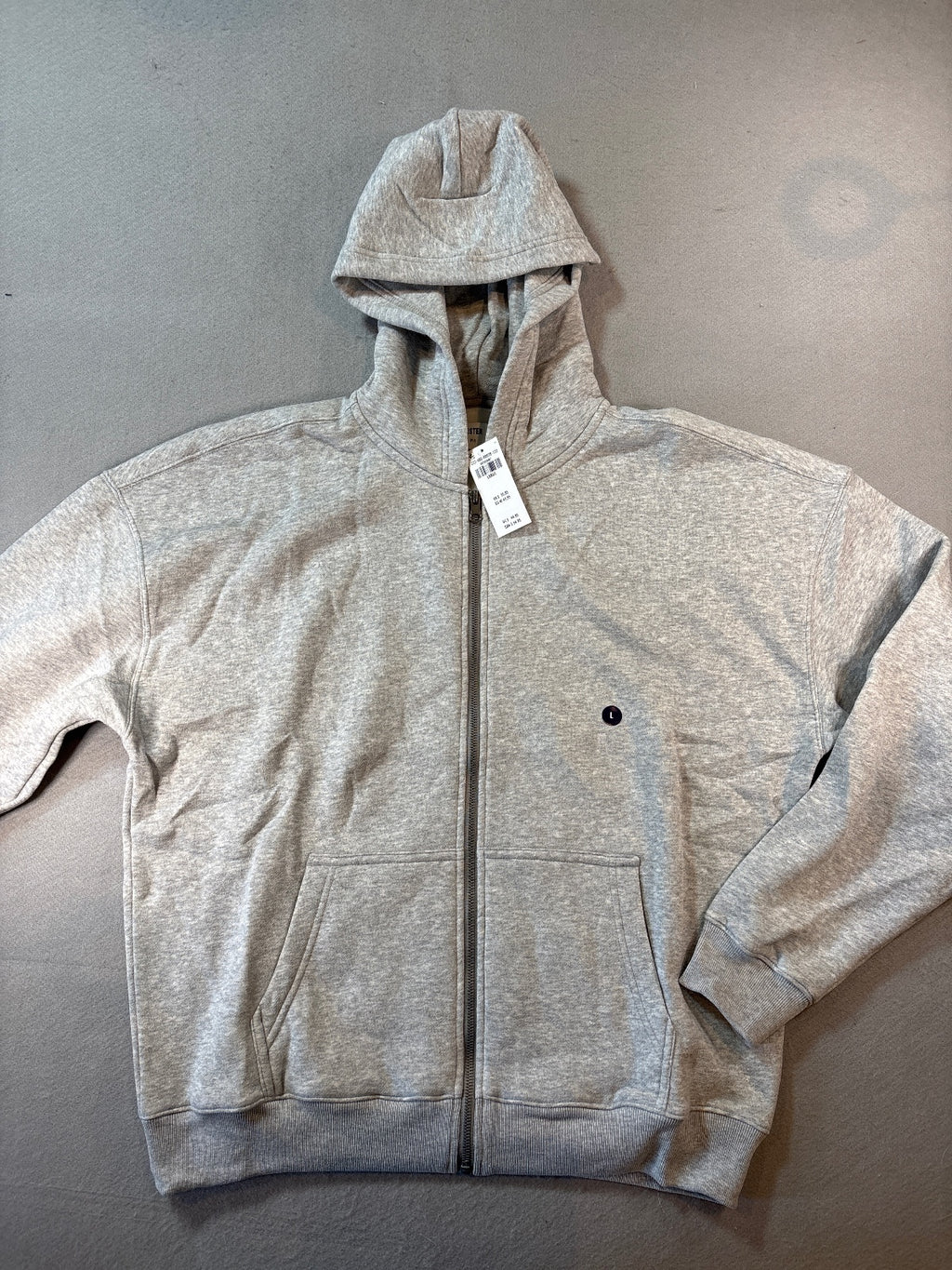 Hollister Men's Gray Boxy Fit Full Zip Hoodie Large