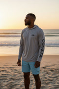 Costa Technical Hooded Long Sleeve Shirt Large Heather Gray