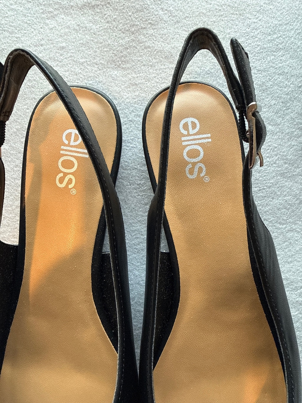 Ellos Black Pointed Toe Slingback Flats Size 8.5 M
