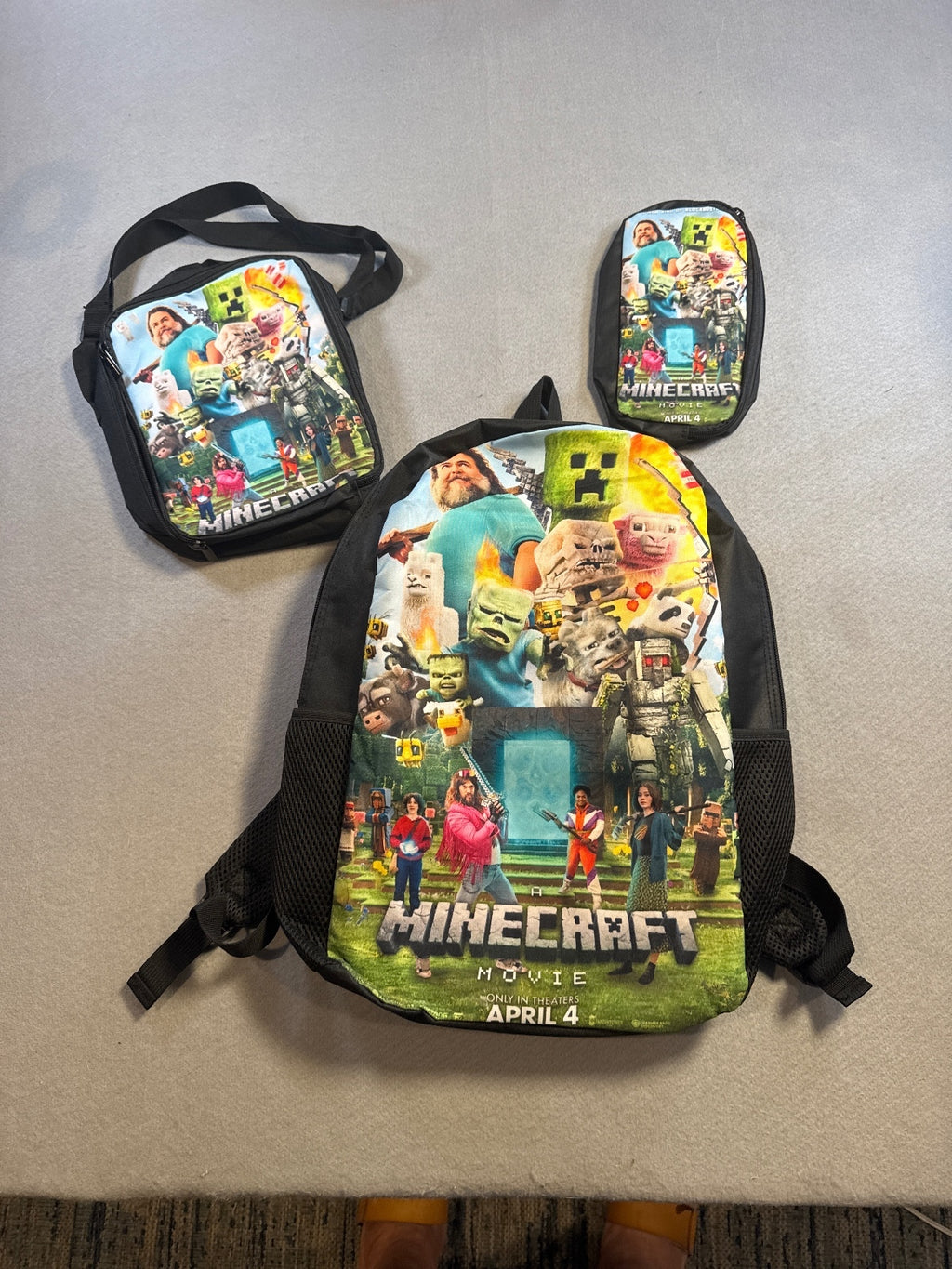 Minecraft Movie Backpack with Shoulder Bag and Pencil Case