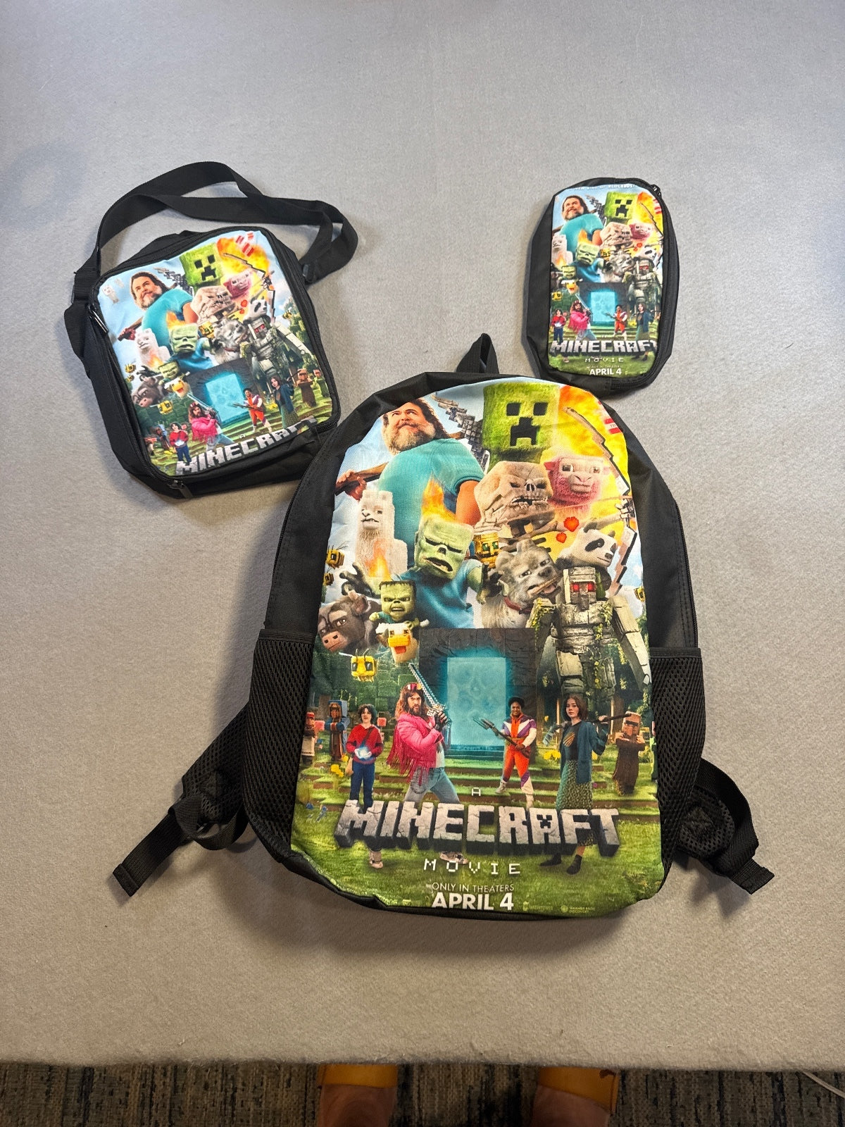Minecraft Movie Backpack with Shoulder Bag and Pencil Case