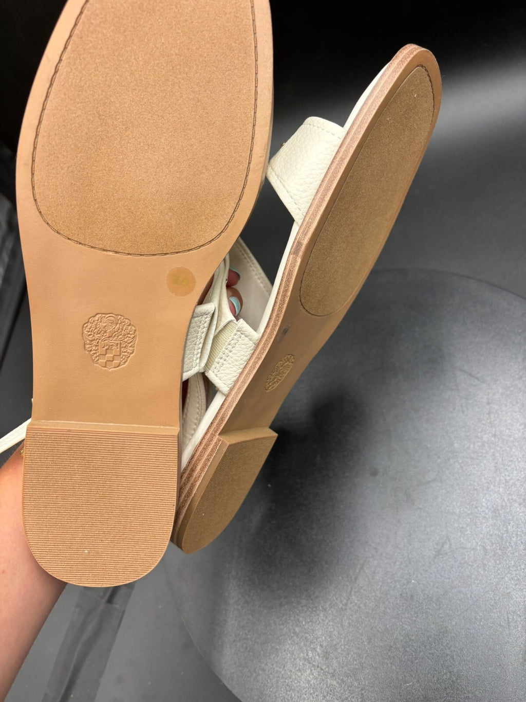 Vince Camuto Women's White Leather Buckle Sandals Size 9
