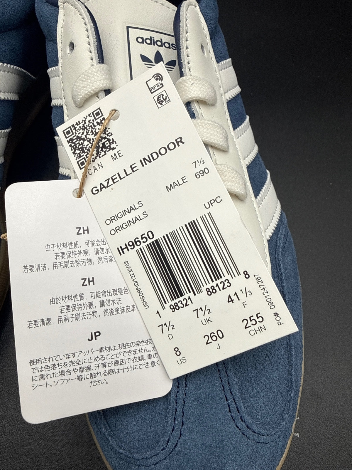 Adidas Gazelle Indoor Sneakers Size 8 US Blue White Gum Sole