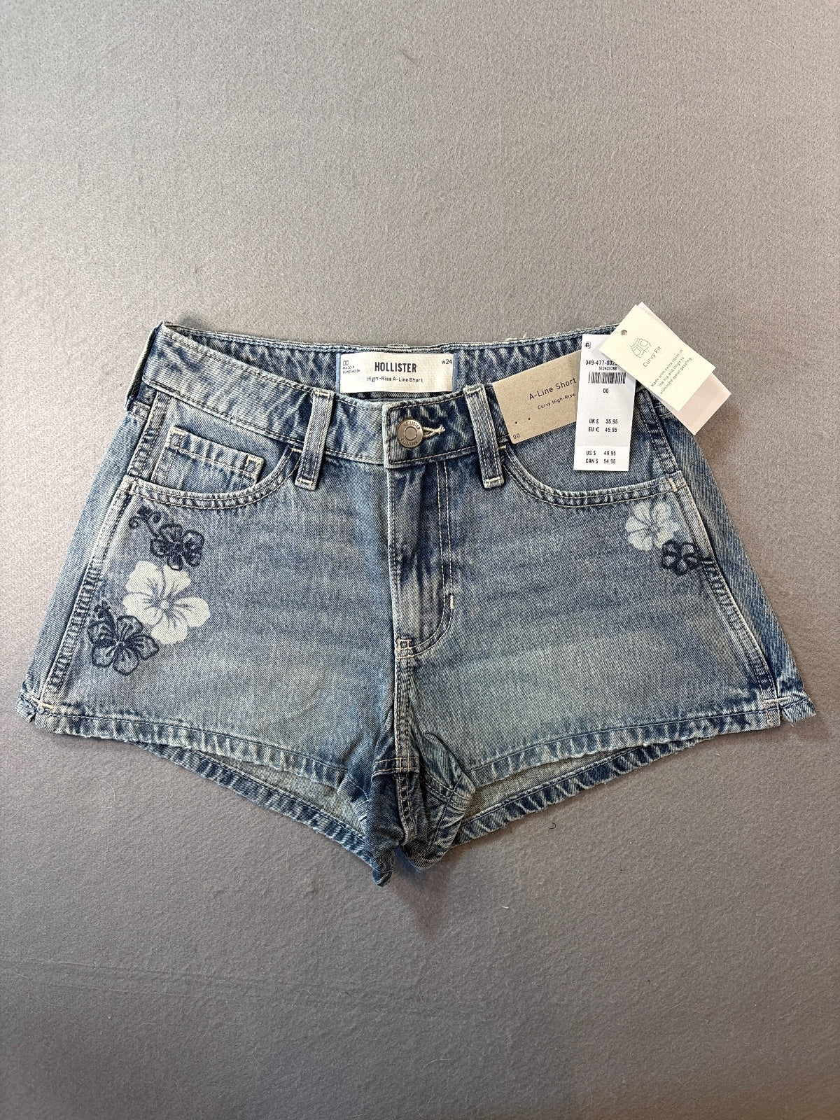 Hollister Women's High-Rise A-Line Denim Shorts with Floral/