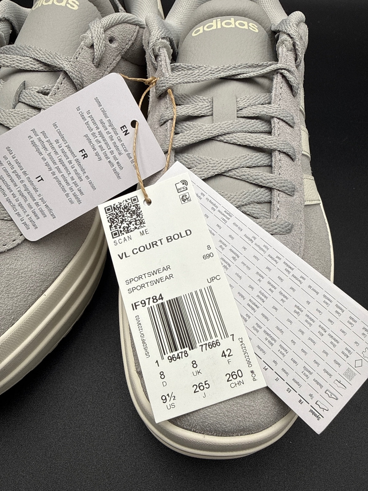 Adidas VL Court Bold IF9784 Grey Platform Women’s 9.5 NIB