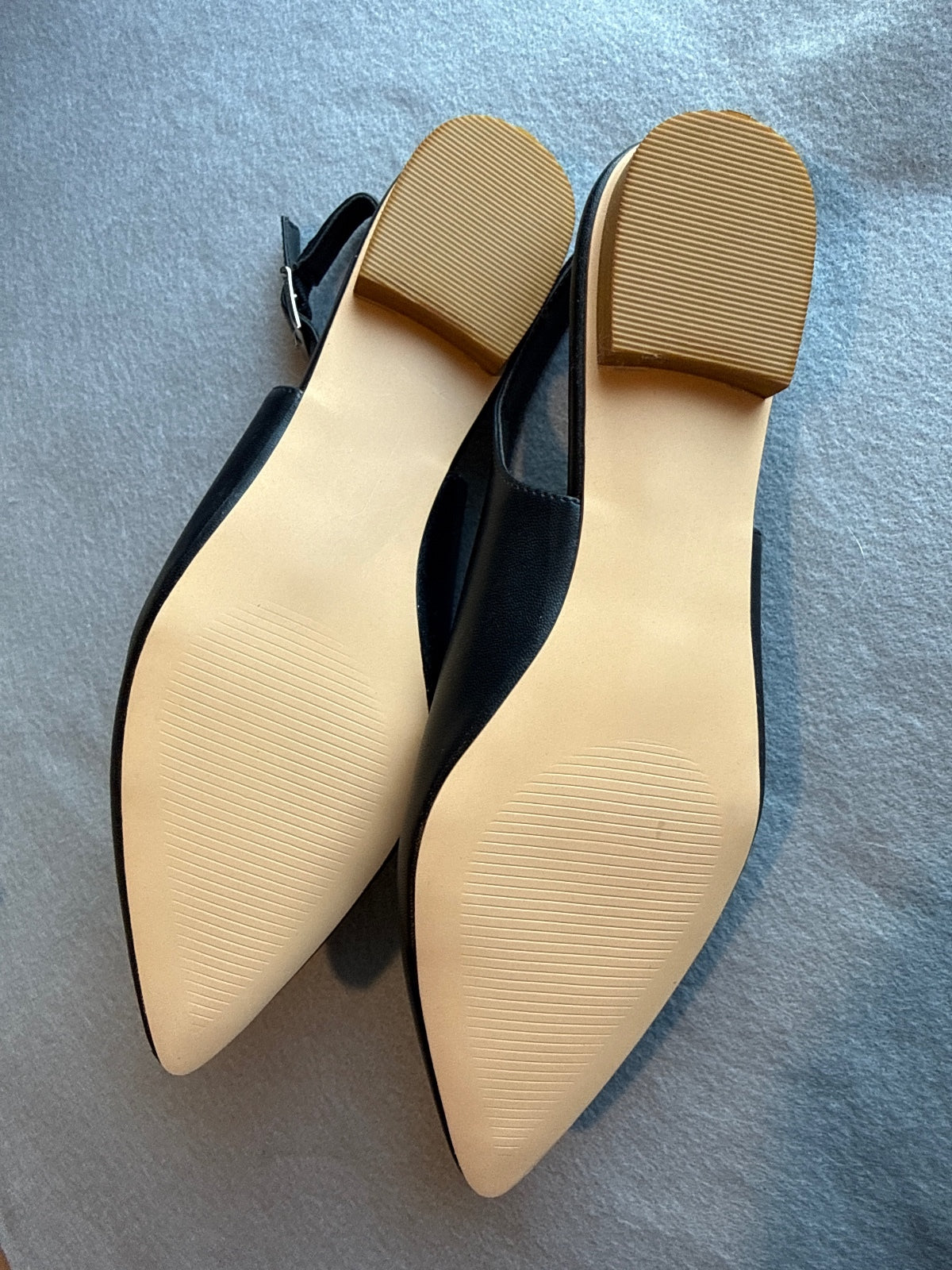 Ellos Black Pointed Toe Slingback Flats Size 8.5 M