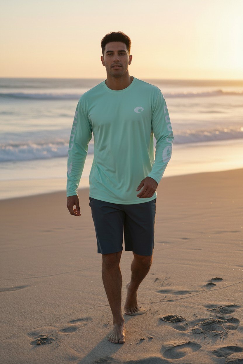Costa Long Sleeve Performance Shirt Light Green Size L