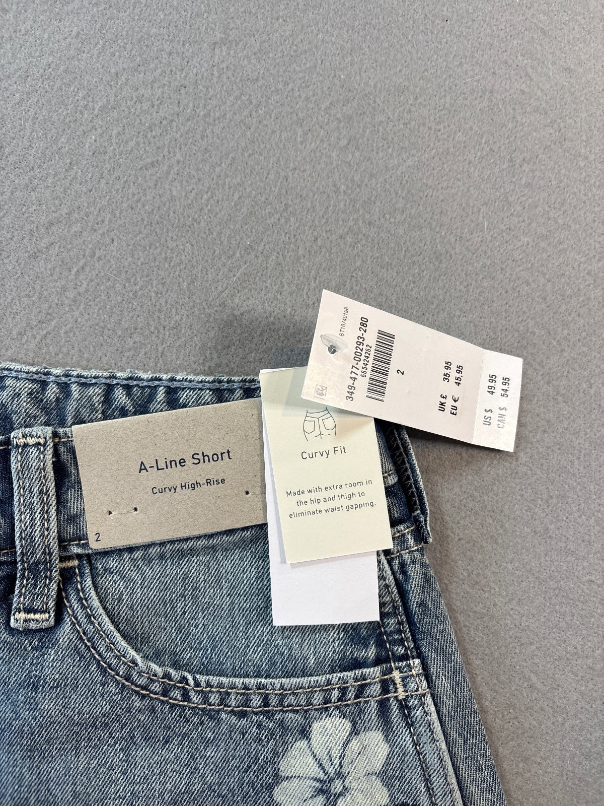 Hollister High-Rise A-Line Denim Shorts with Floral Embroder