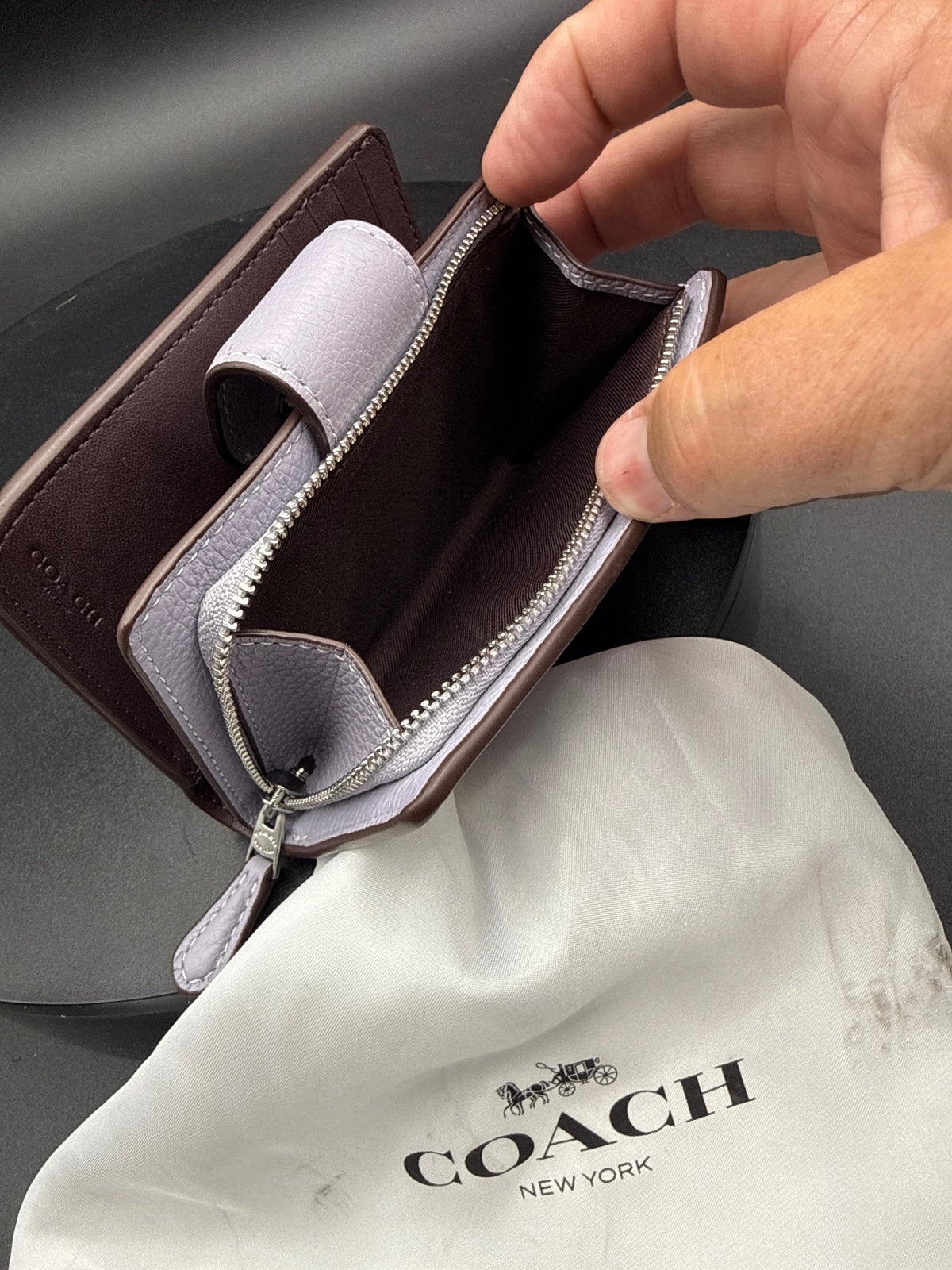 Coach Pebbled Leather Snap Wallet with Zippered Coin Comp