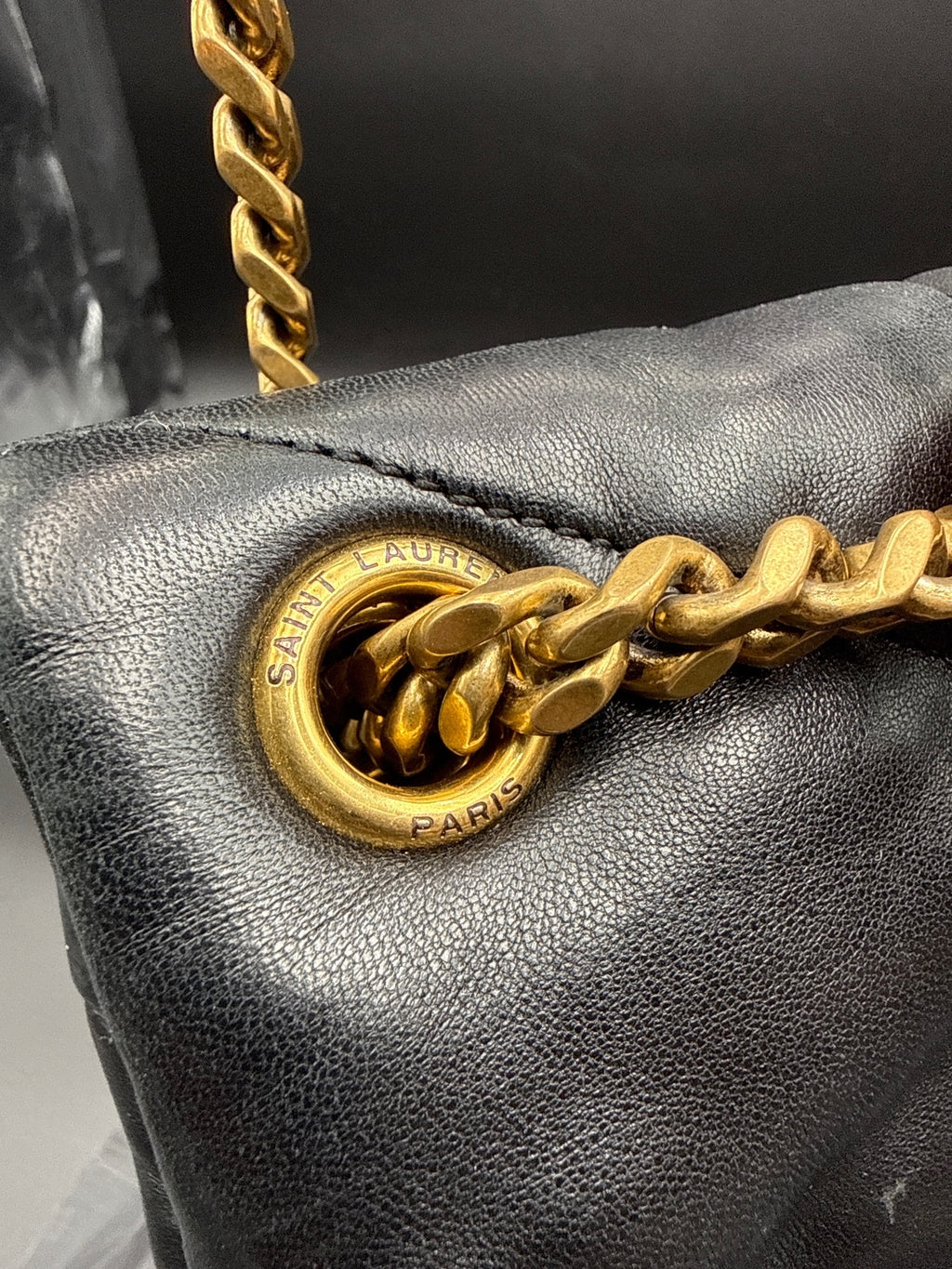 Saint Laurent YSL Med Loulou Puffer Black Leather Bag