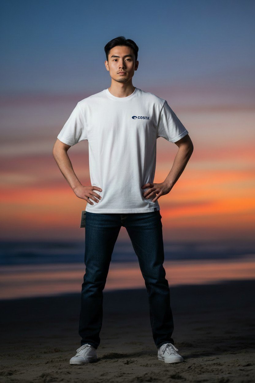 Costa White Short Sleeve T-Shirt Medium