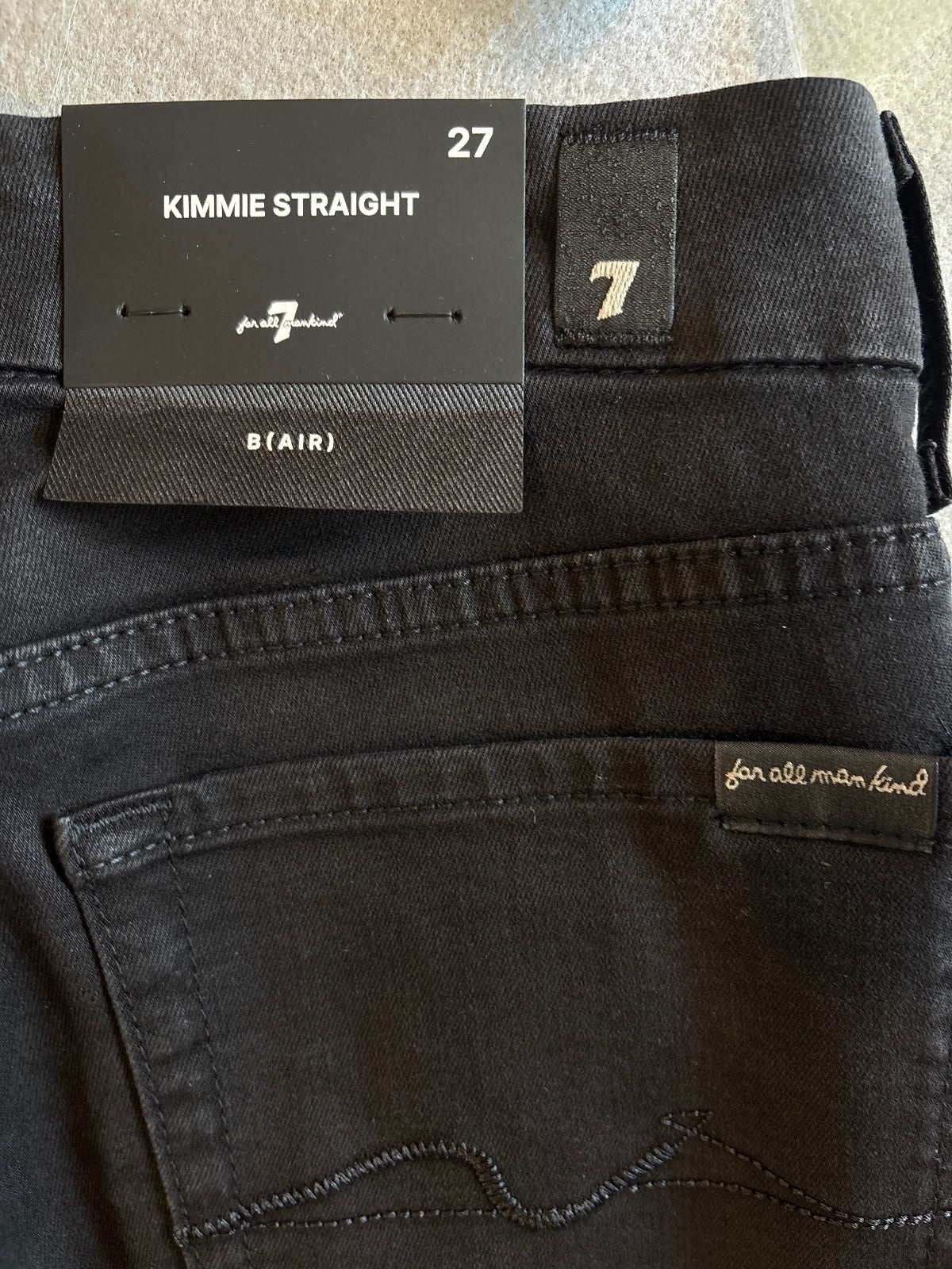 7 For All Mankind Kimmie Straight Rinsed Black Jeans Size 27