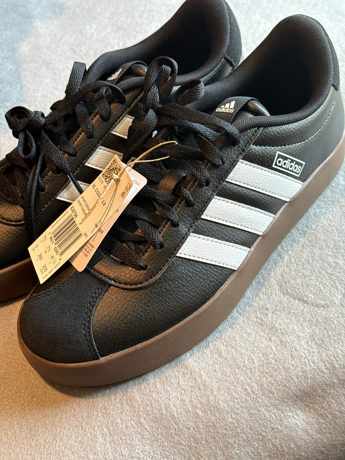 Adidas VL Court 2 Black and White Sneakers with Gum Sole
