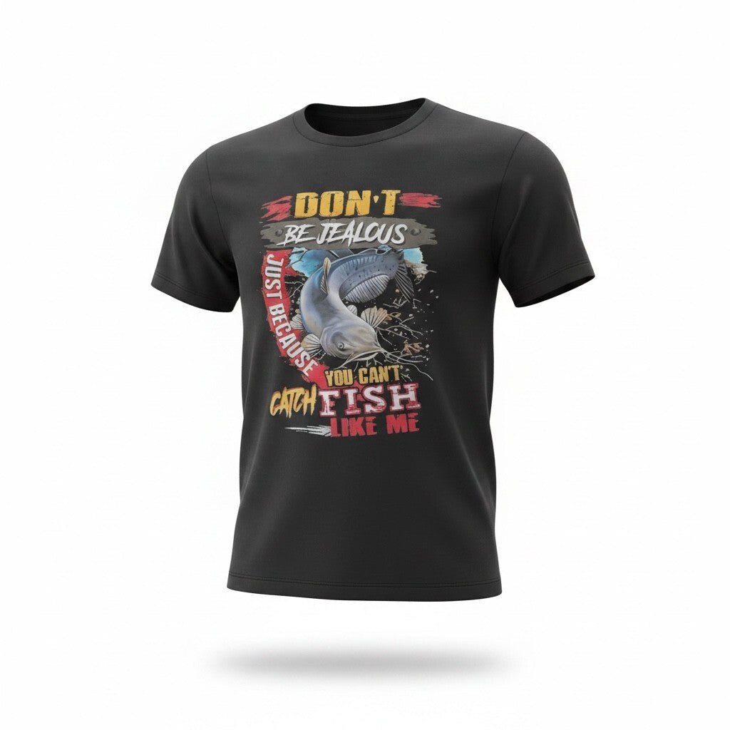 Black Fishing Graphic T-Shirt XL - Don't Be Jealous Catching