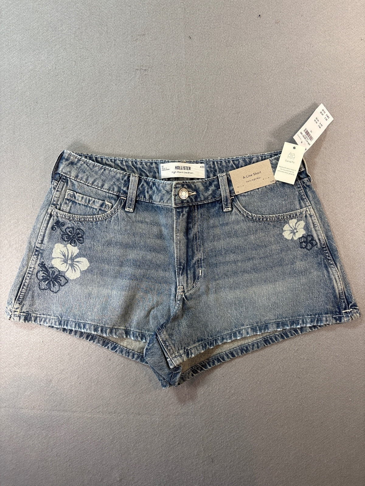 Hollister Women's High-Rise A-Line Denim Shorts with Floral-