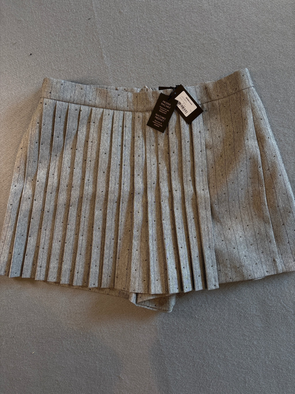 Maje Gray Pleated Mini Skort Shorts Size 42