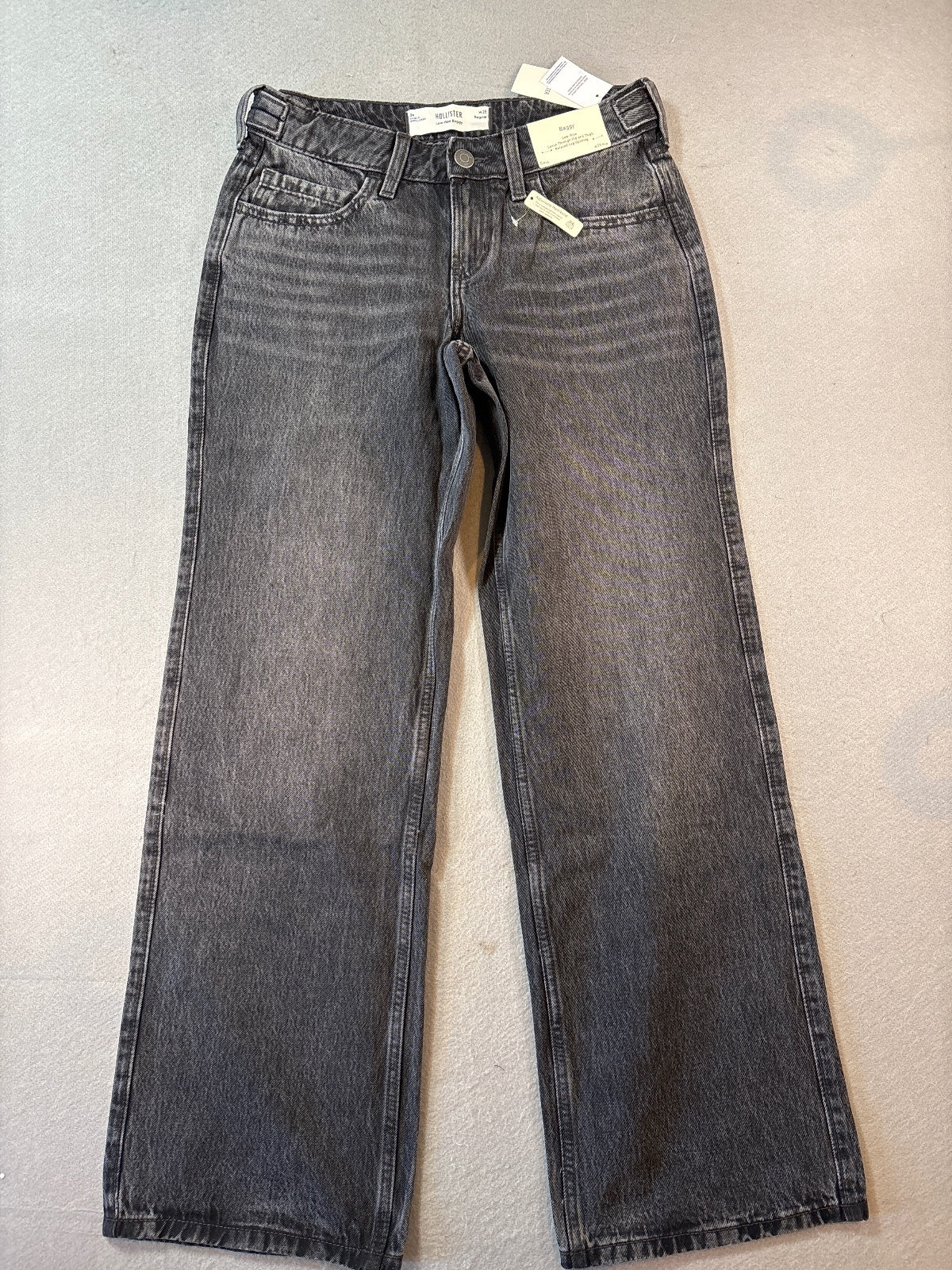 Hollister Low-Rise Baggy Jeans in Black, Size W25 Regular