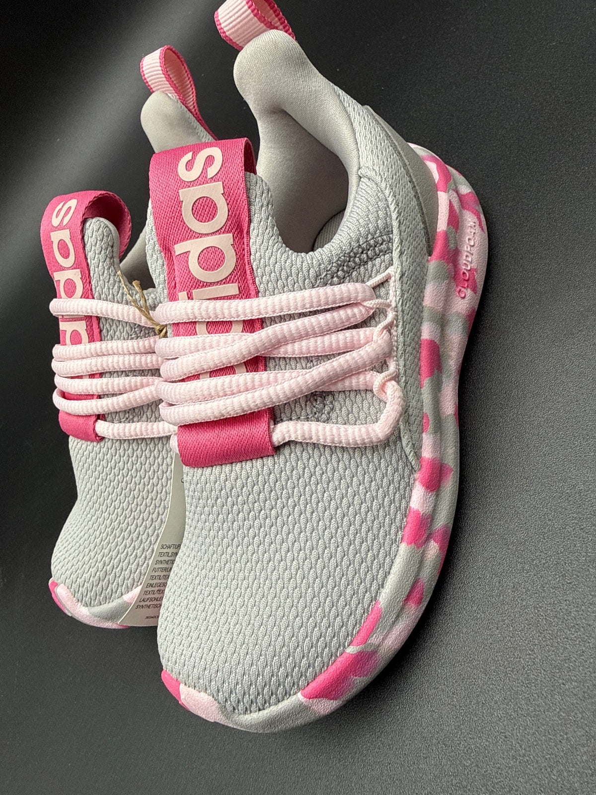 Adidas Lite Racer Adapt 7 Kids Sneakers Size 12K Gray Pink