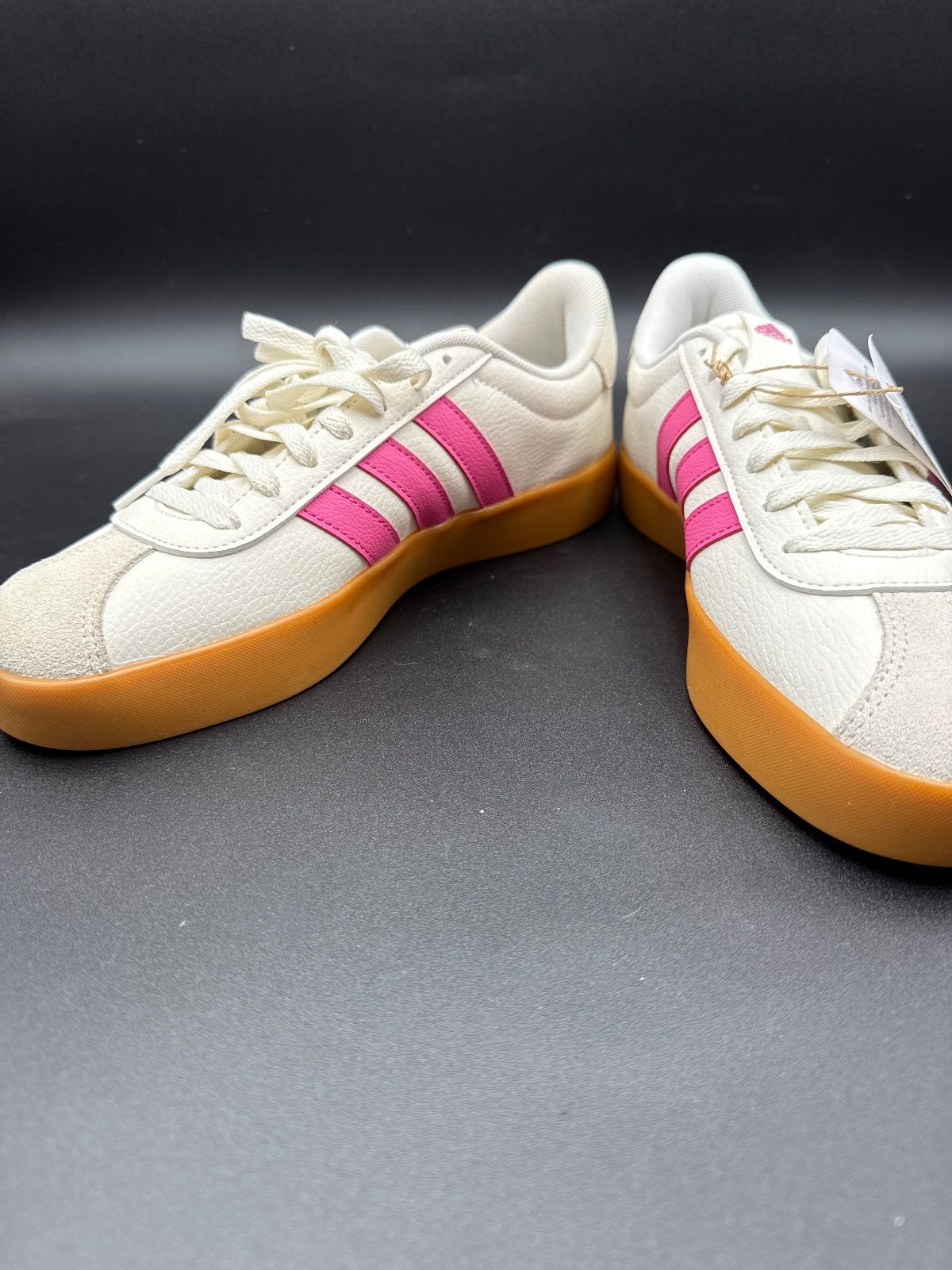 Adidas VL Court 3.0 Sneakers Size 9.5 US White Pink Gum Sole