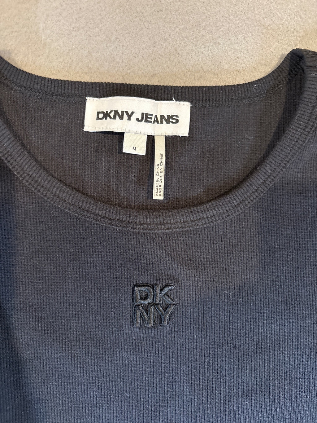 DKNY Jeans Black Midi Dress with Drawstring Waist, Size M