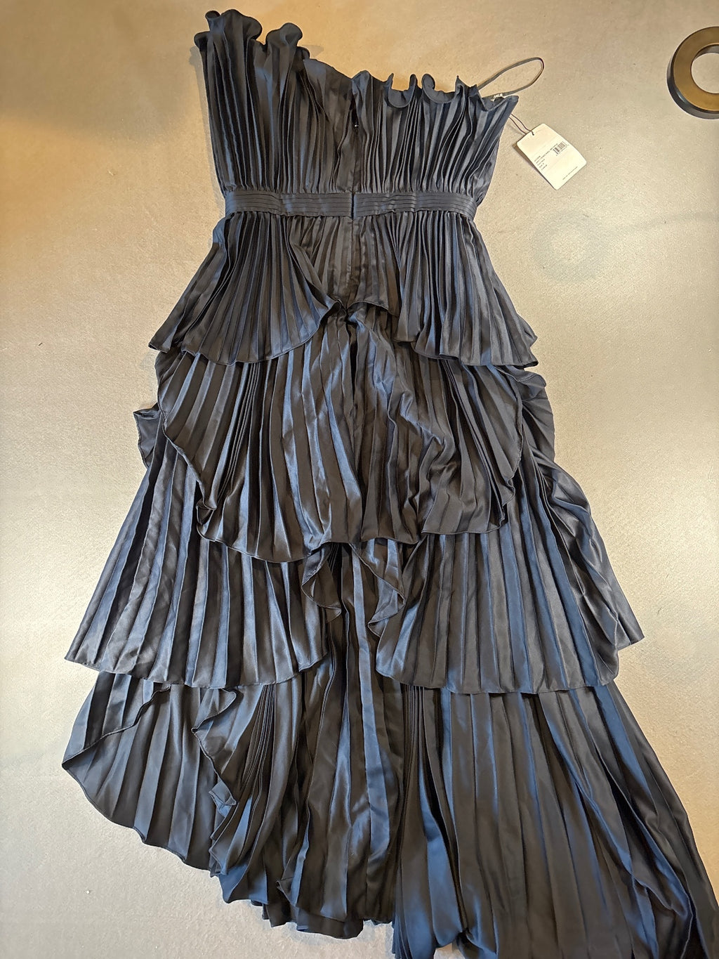 AMUR Janey Tiered Shell Midi Dress Navy Size 8