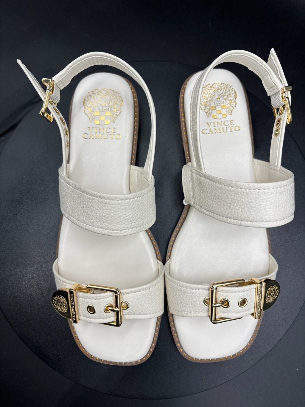 Vince Camuto Women's White Leather Buckle Sandals Size 9
