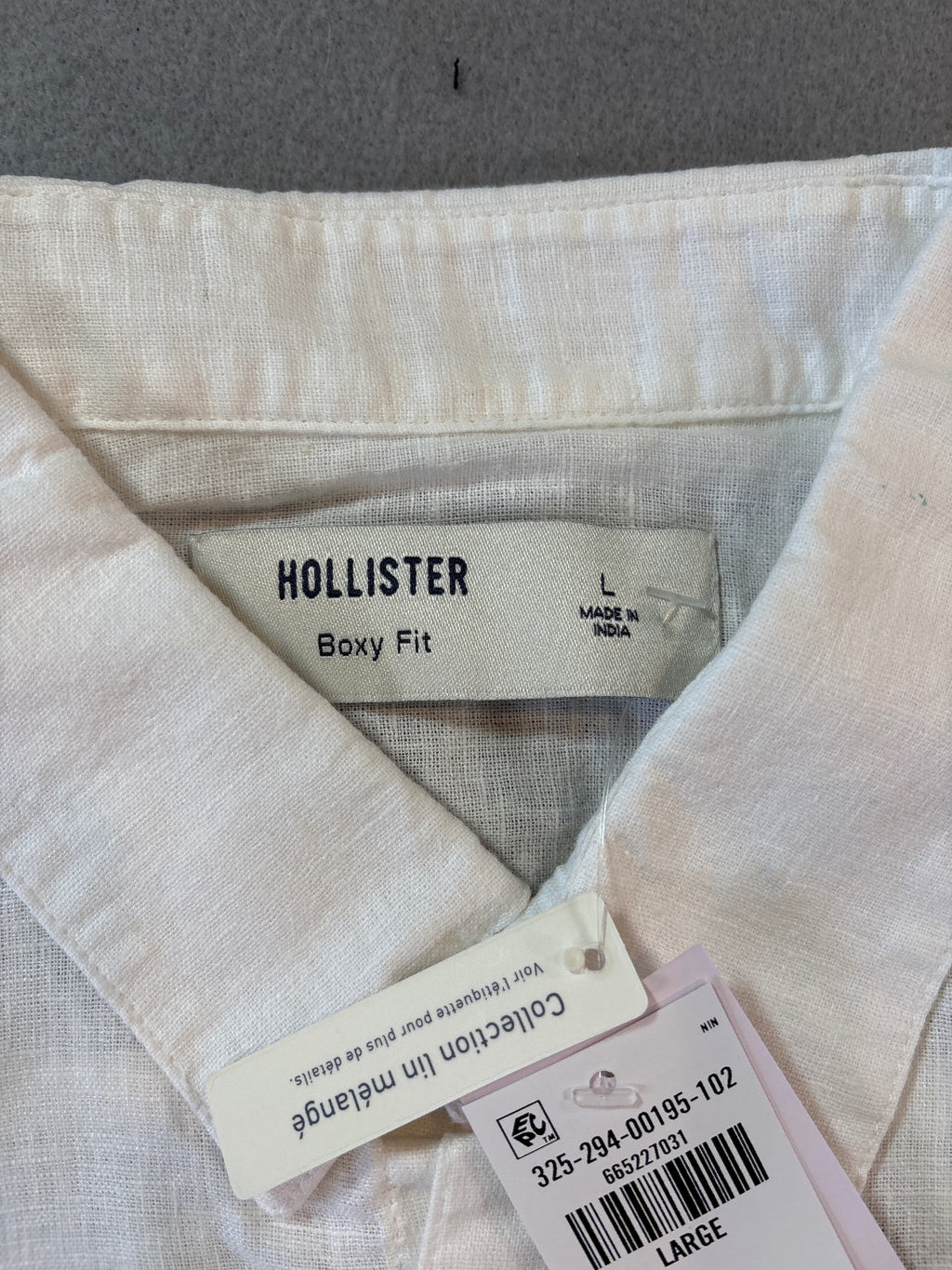 Hollister Men's White Boxy Fit Linen Shirt Large