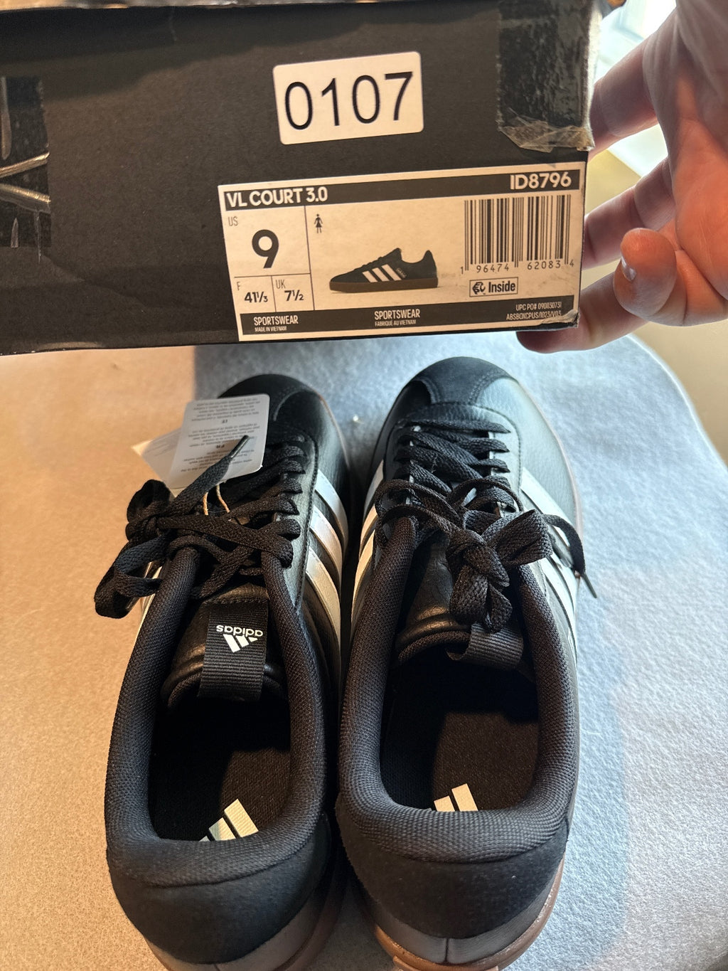 Adidas VL Court 2 Black and White Sneakers with Gum Sole