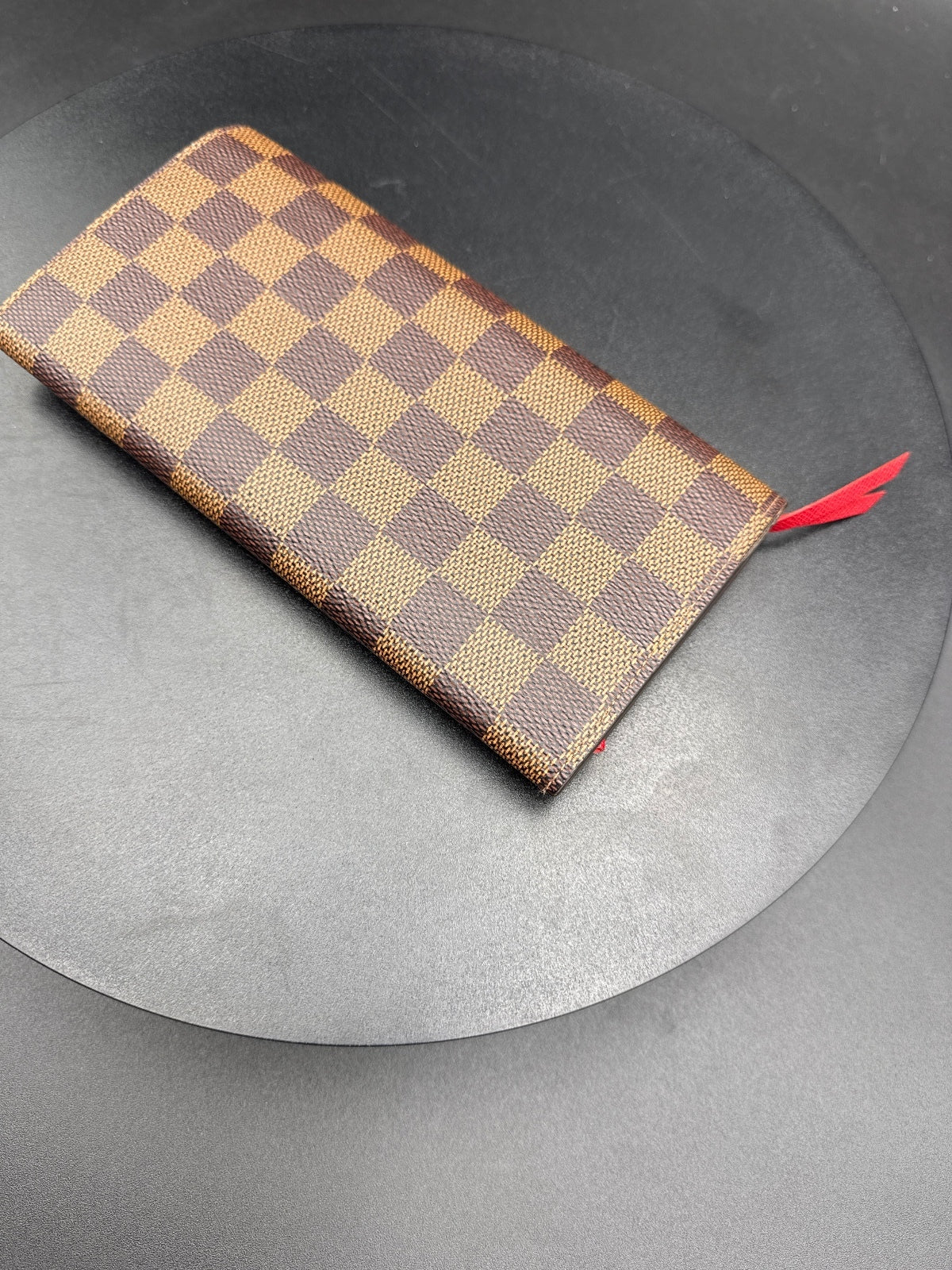 Louis Vuitton Damier Ebene Canvas Red Interior Long Wallet