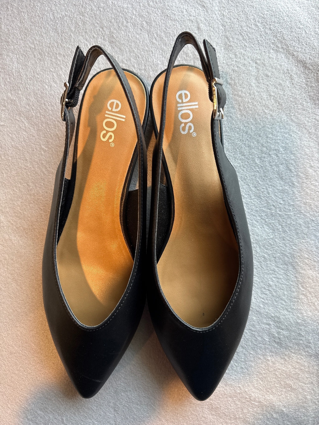 Ellos Black Pointed Toe Slingback Flats Size 8.5 M
