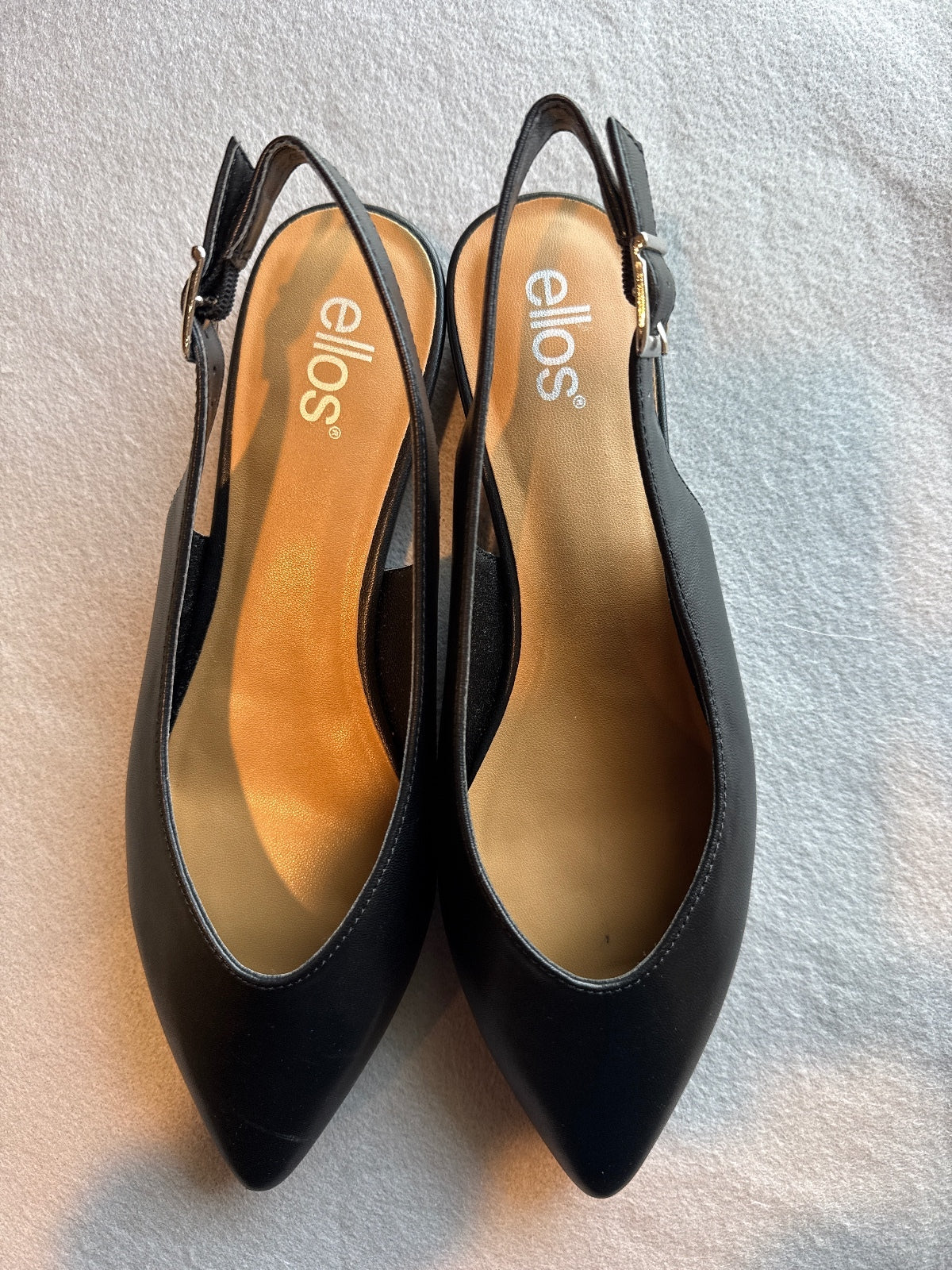 Ellos Black Pointed Toe Slingback Flats Size 8.5 M